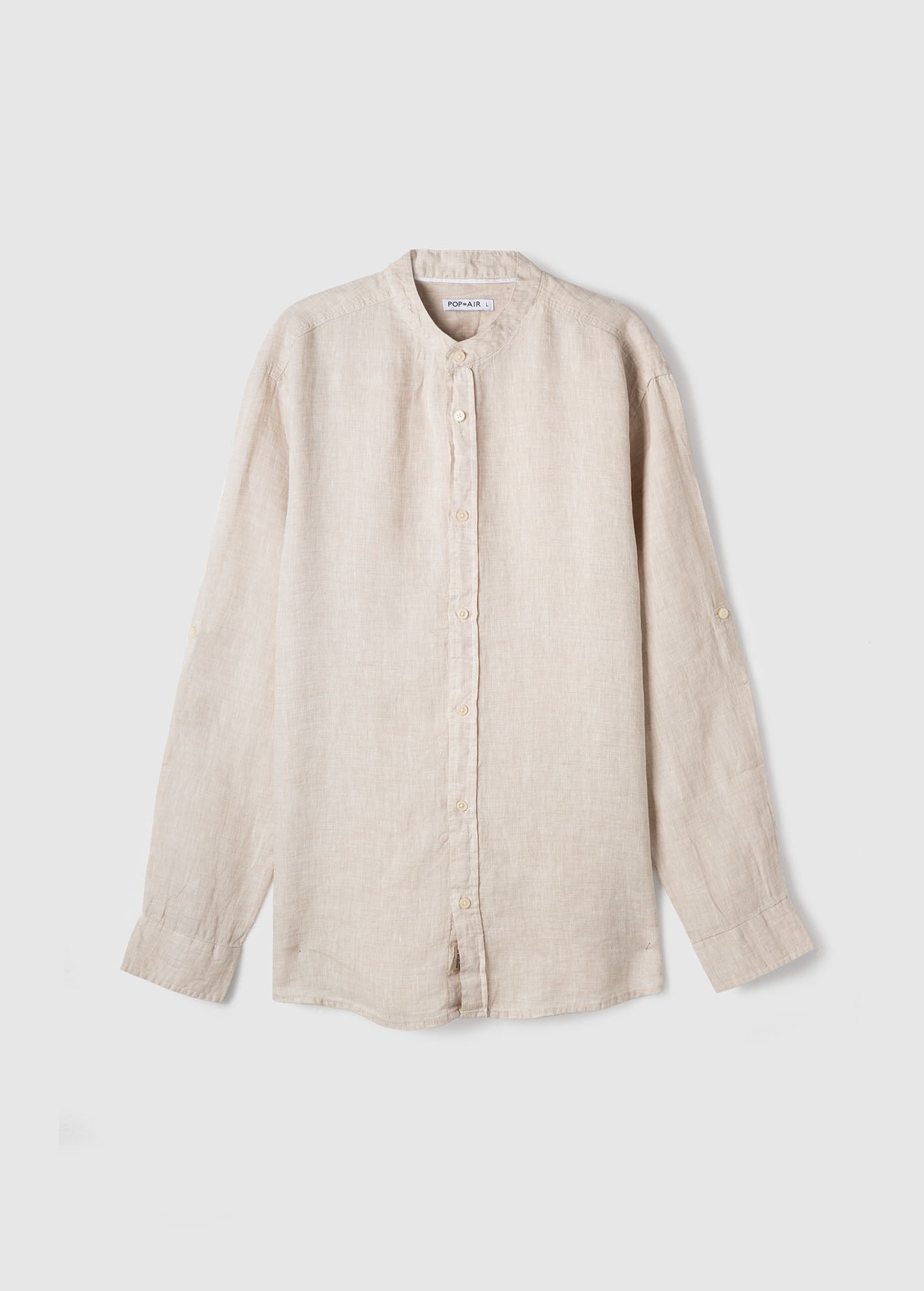 Ανδρικό μάο λινό πουκάμισο 'Teramo'-BEIGE LIGHT