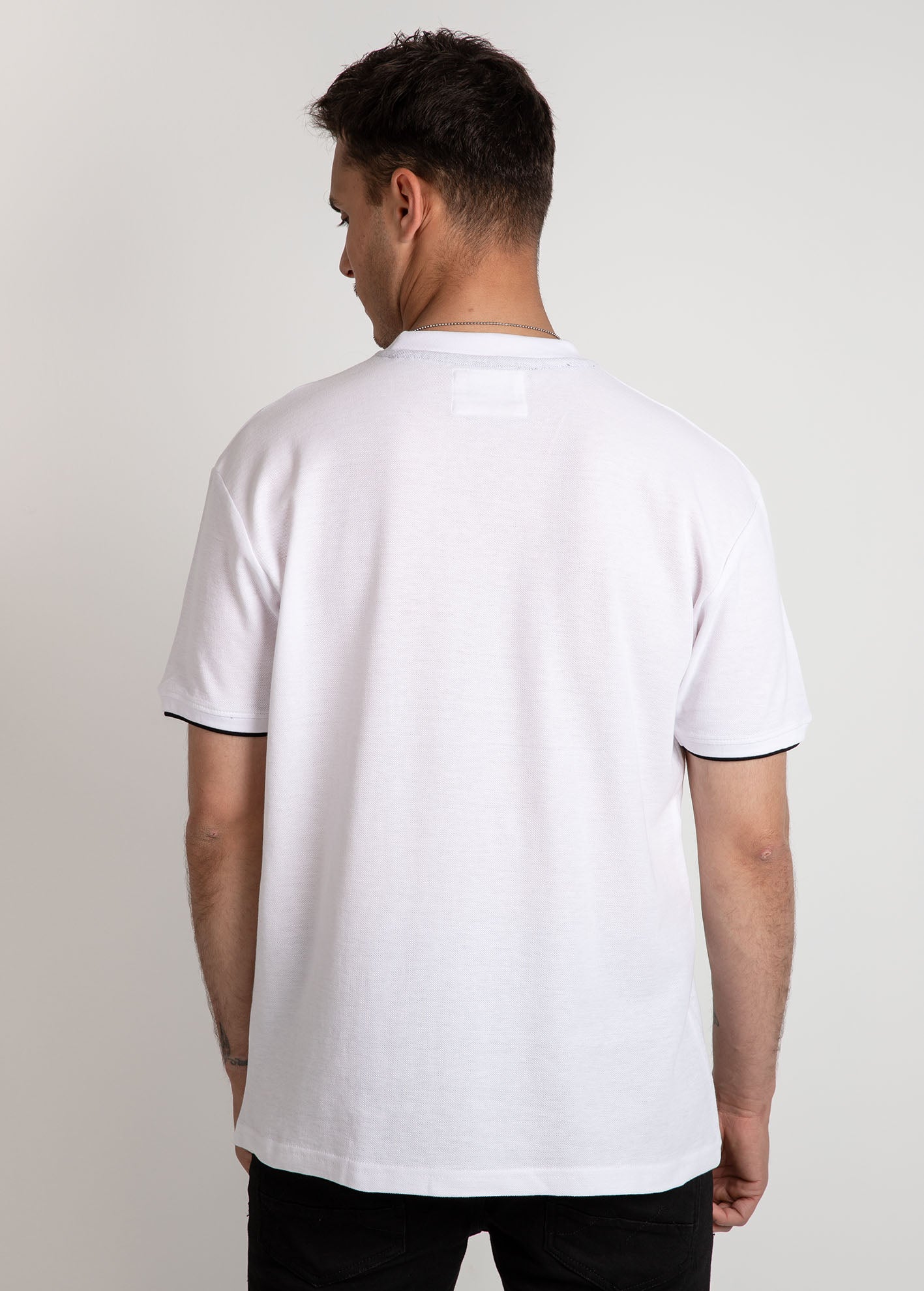 Ανδρική πικέ μπλούζα 'Fan'-WHITE