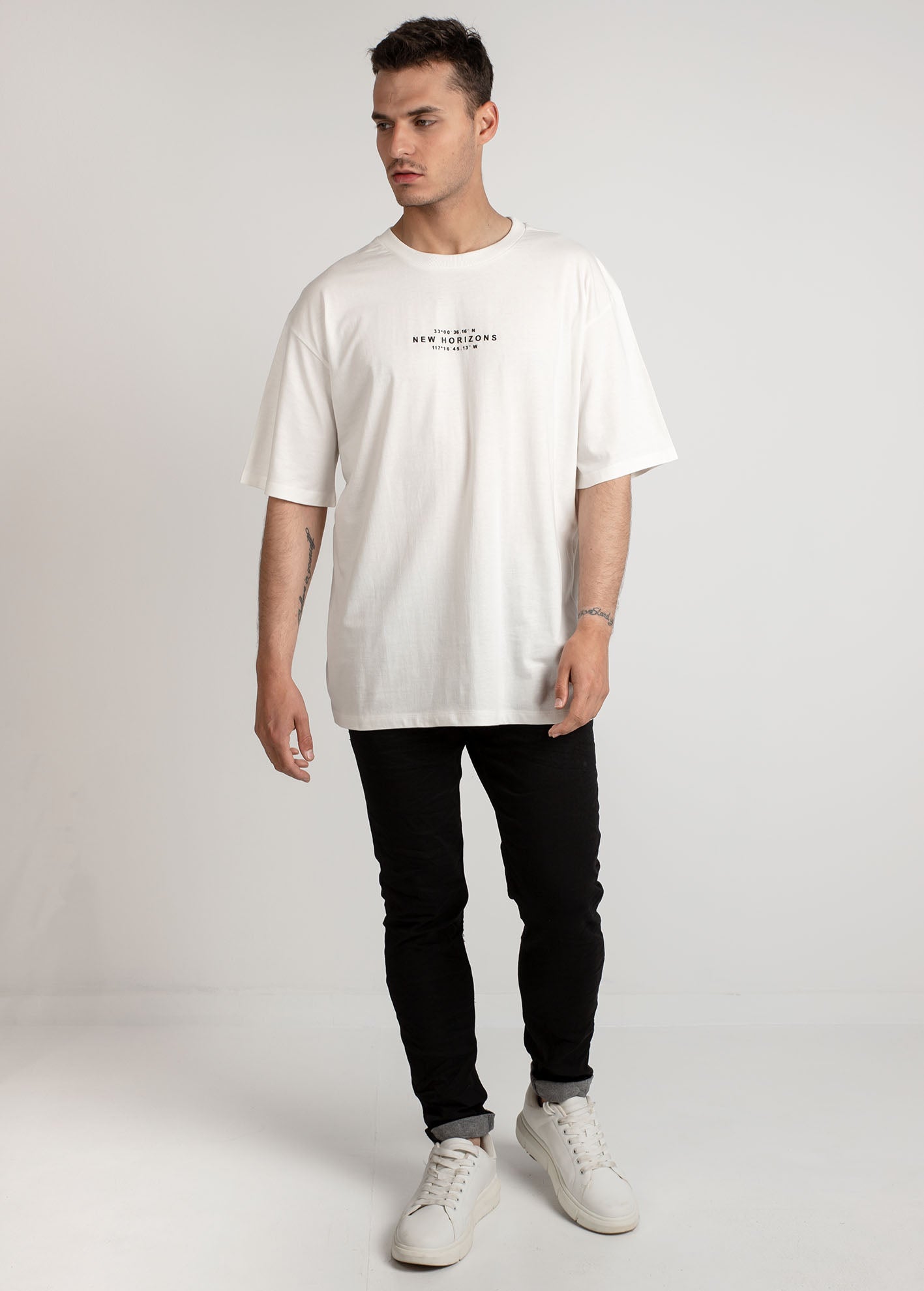 Ανδρικό oversized t-shirt 'New horizons'-OFFWHITE