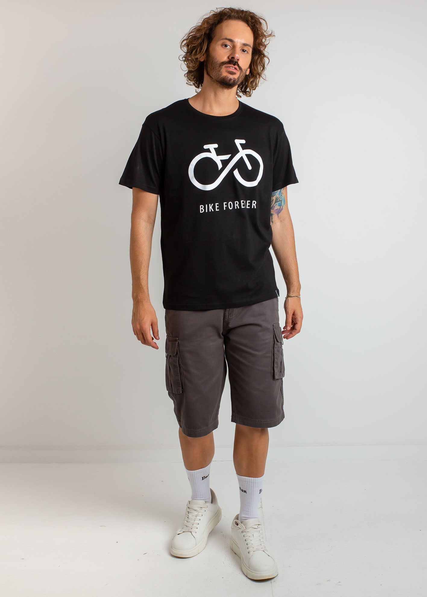 Ανδρική μπλούζα με τύπωμα 'Bike forever'-BLACK