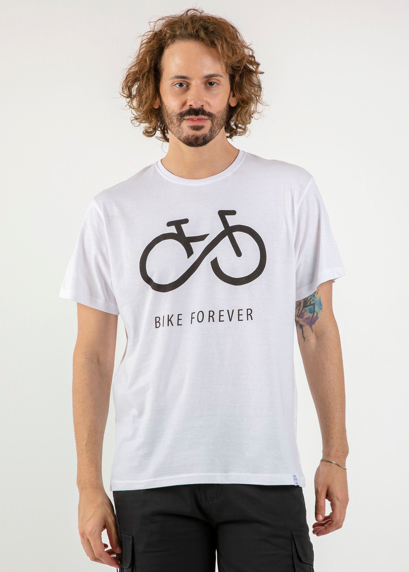 Ανδρική μπλούζα με τύπωμα 'Bike forever'-WHITE