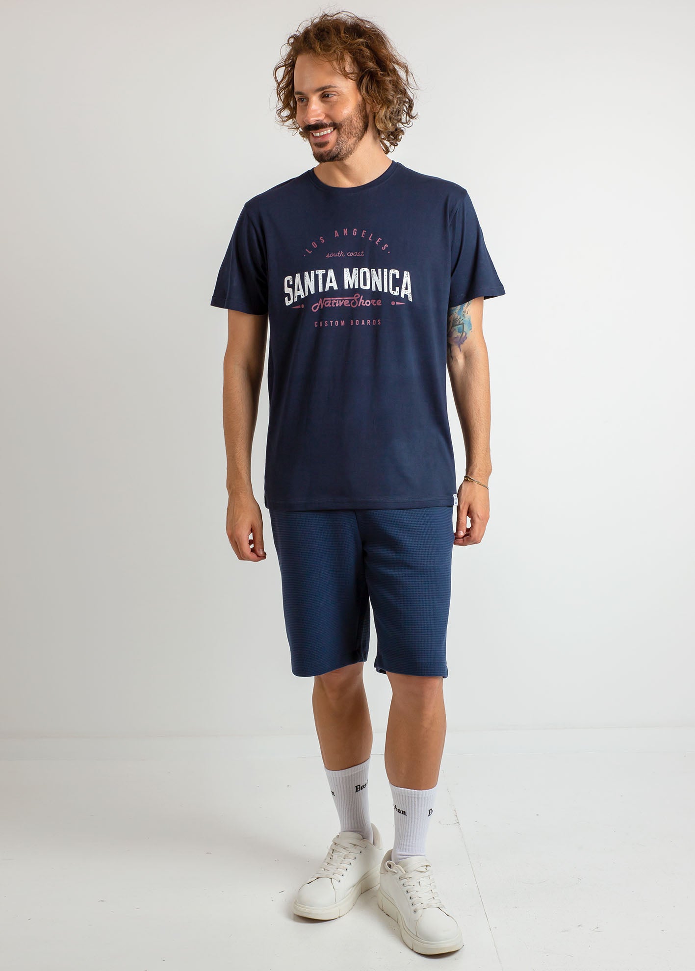 Ανδρικό t-shirt με τύπωμα 'Santa monica'-BLUE NAVY
