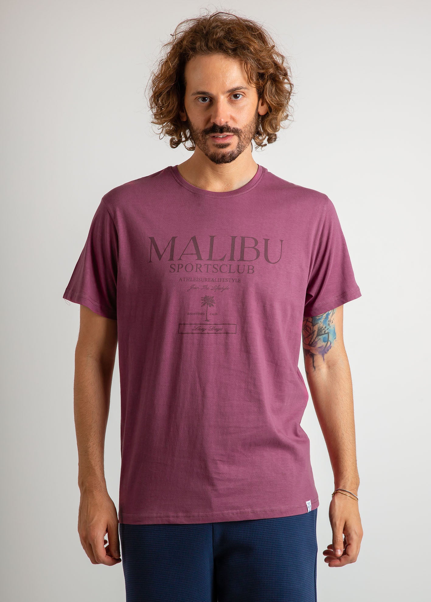 Ανδρική μπλούζα με τύπωμα 'Malibu'-dusty bordeaux