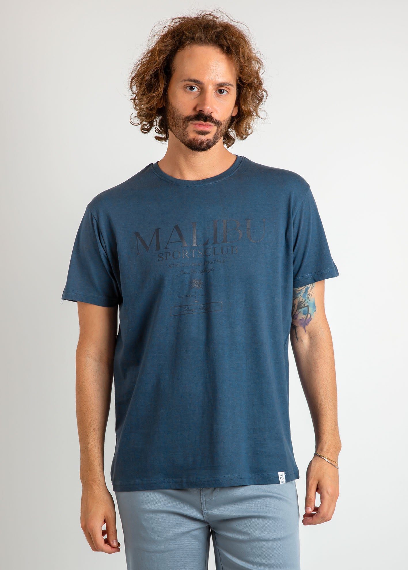 Ανδρική μπλούζα με τύπωμα 'Malibu'-mblue