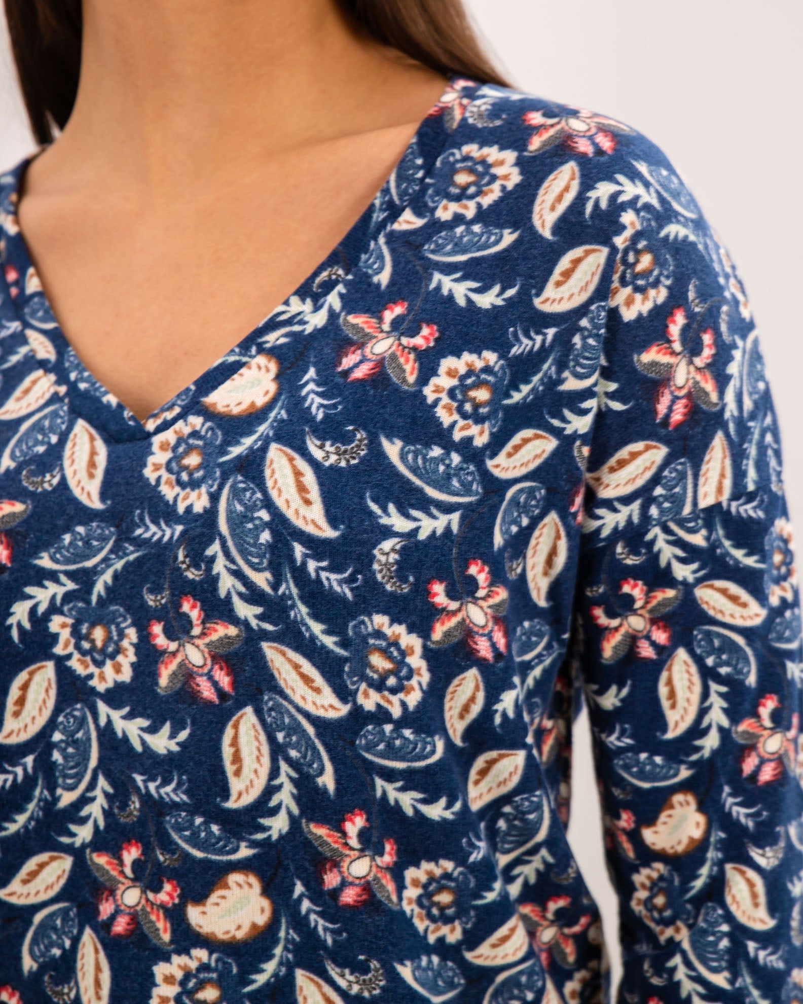 Women's Knitted Blouse Light Floral 3/4 "Ma44lia"-navy flower