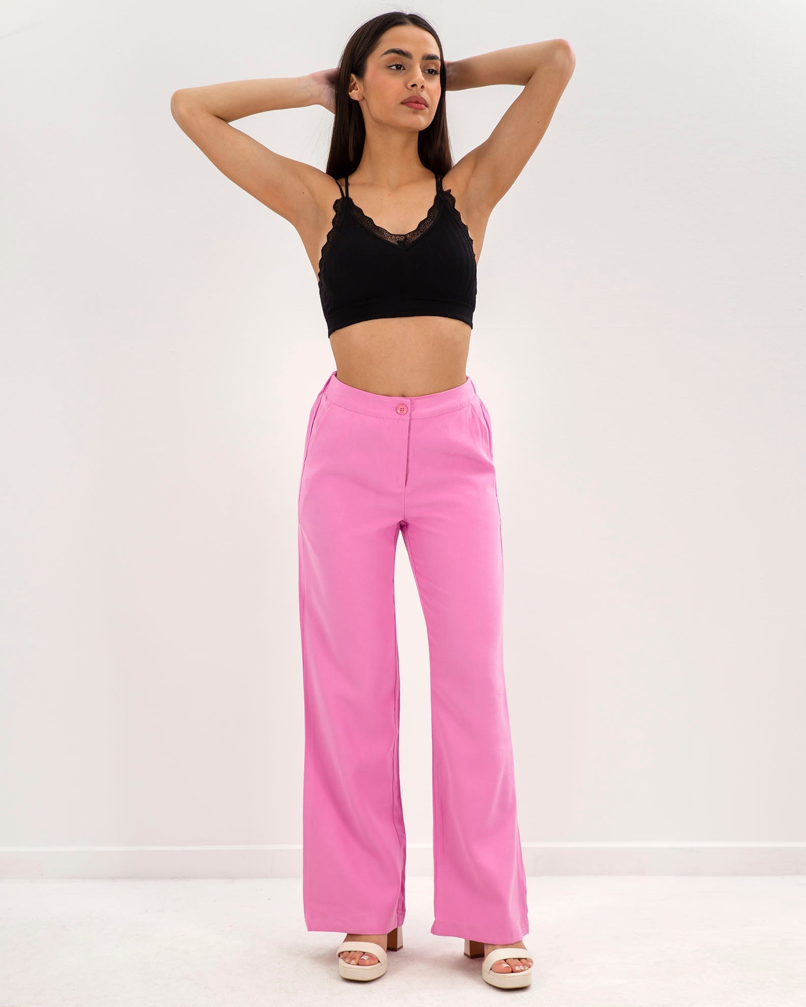 Women's Wide Leg Pants with Elastic 'Ne44lia'-flamingo pink