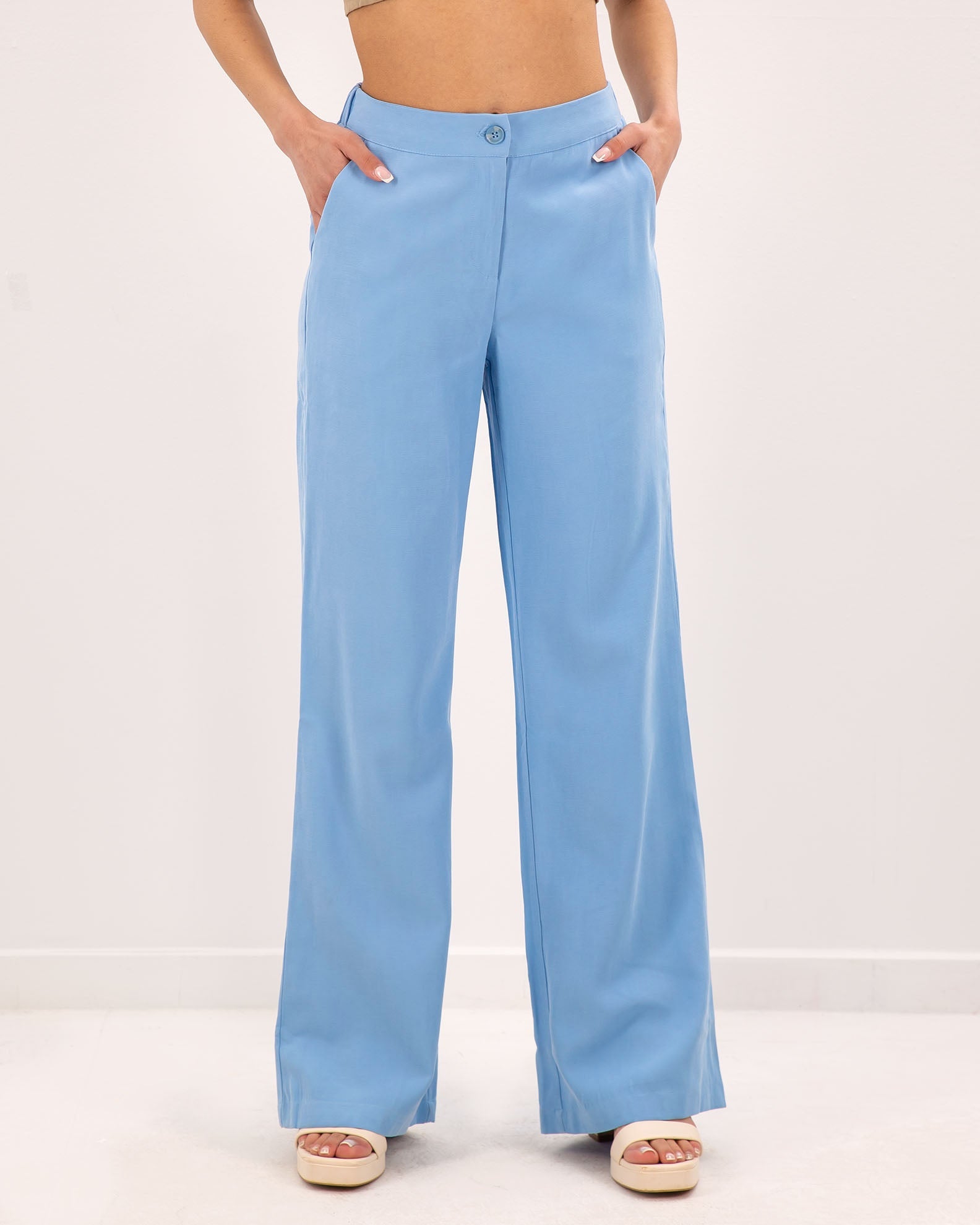 Women's Pants with Wide Legs and Elastic 'Ne44lia'-summer blue