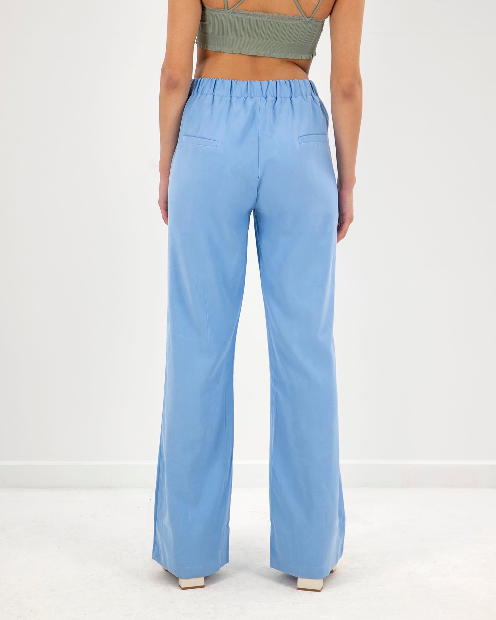 Women's Pants with Wide Legs and Elastic 'Ne44lia'-summer blue