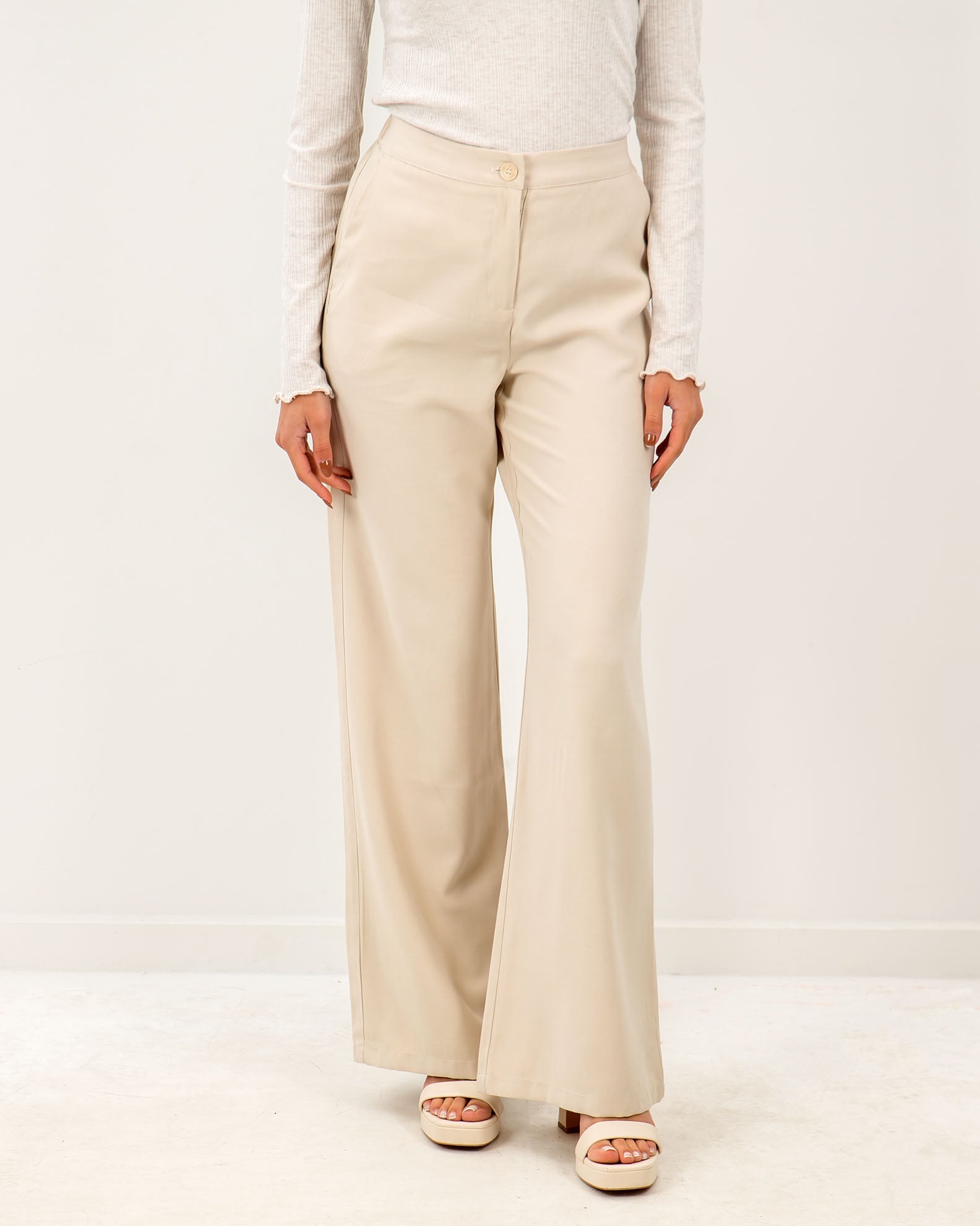 Women's Pants with Wide Legs and Elastic 'Ne44lia'-beige