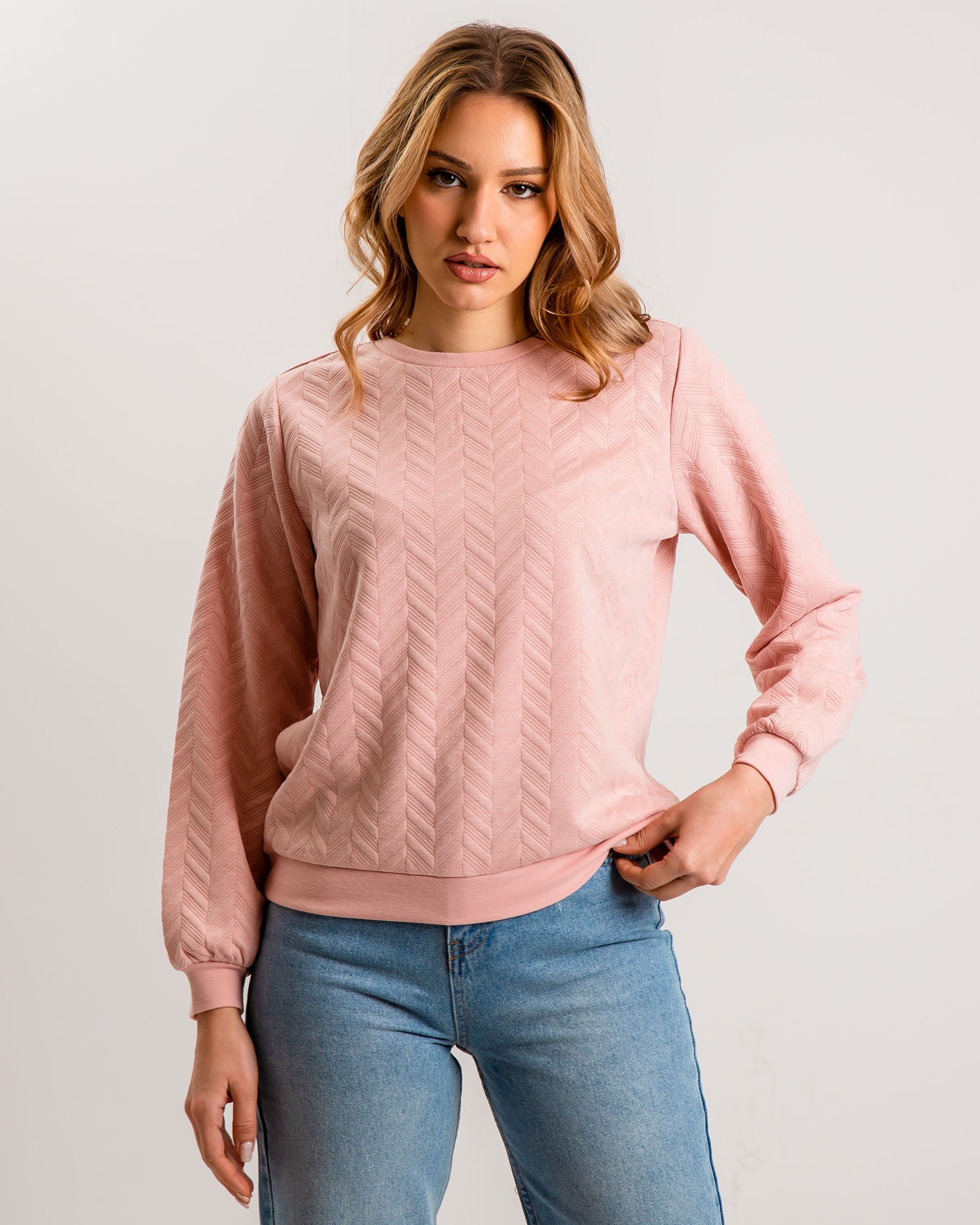 Women's Sweatshirt with 'Co44sima' Pattern-rose