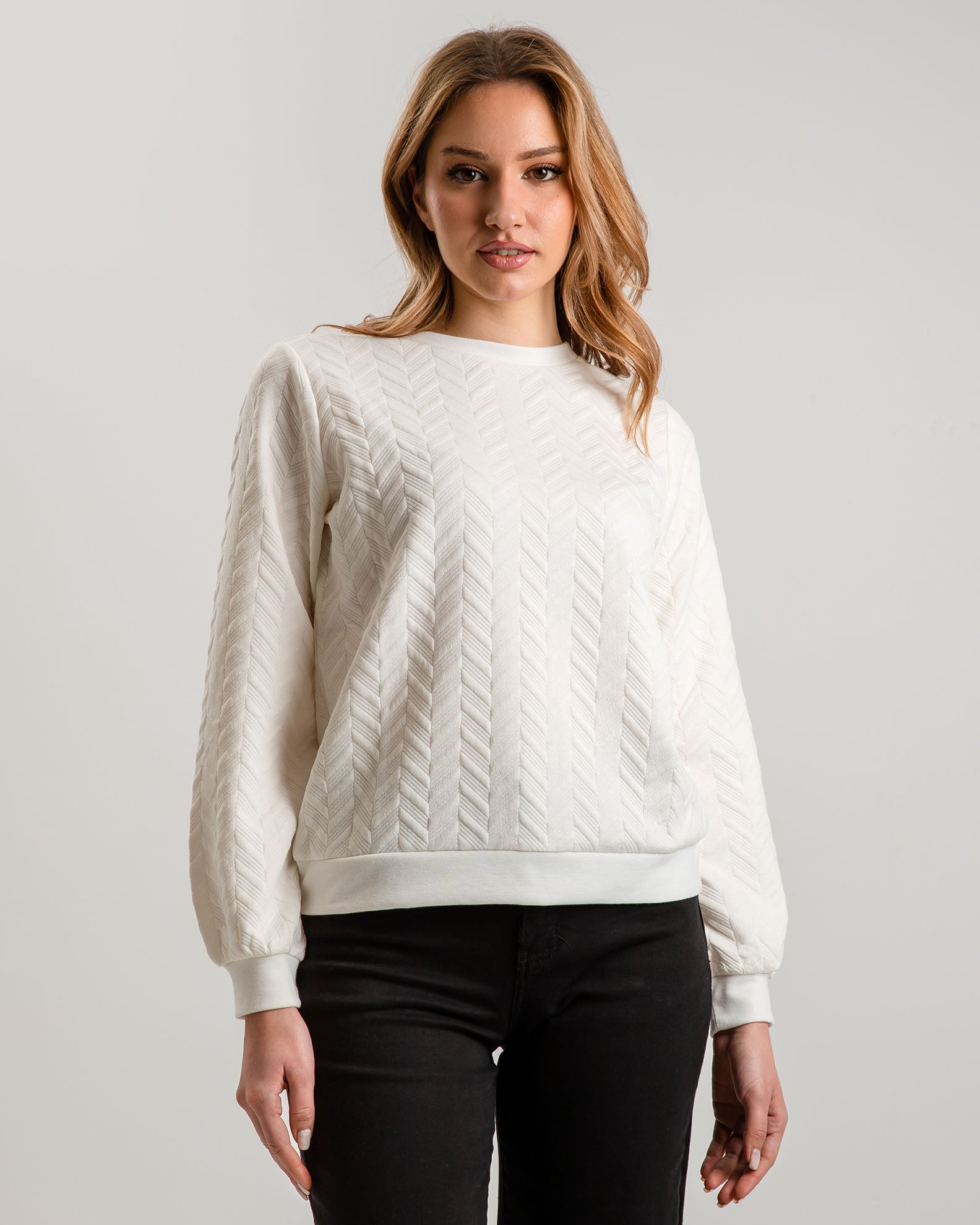 Women's Sweatshirt with Pattern 'Co44sima'-offwhite