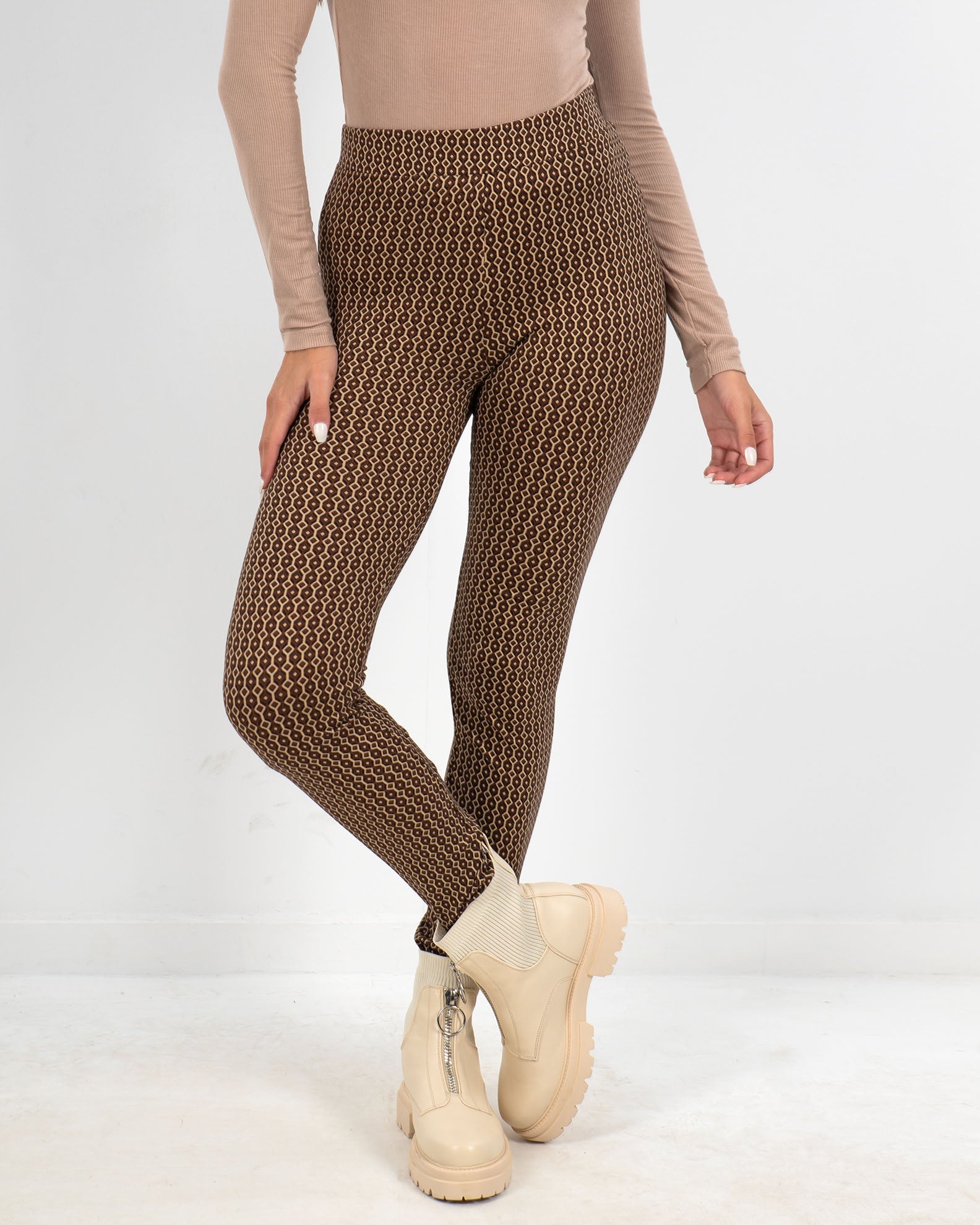 Women's Printed Leggings 'Senada'-5802 brown diverse