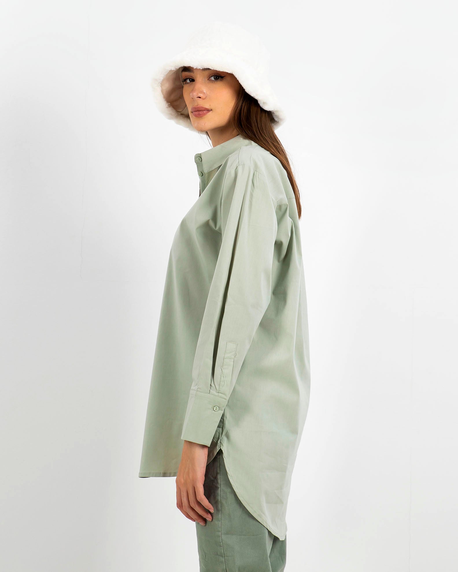 Women's Oversize Shirt 'Line'-desert sage