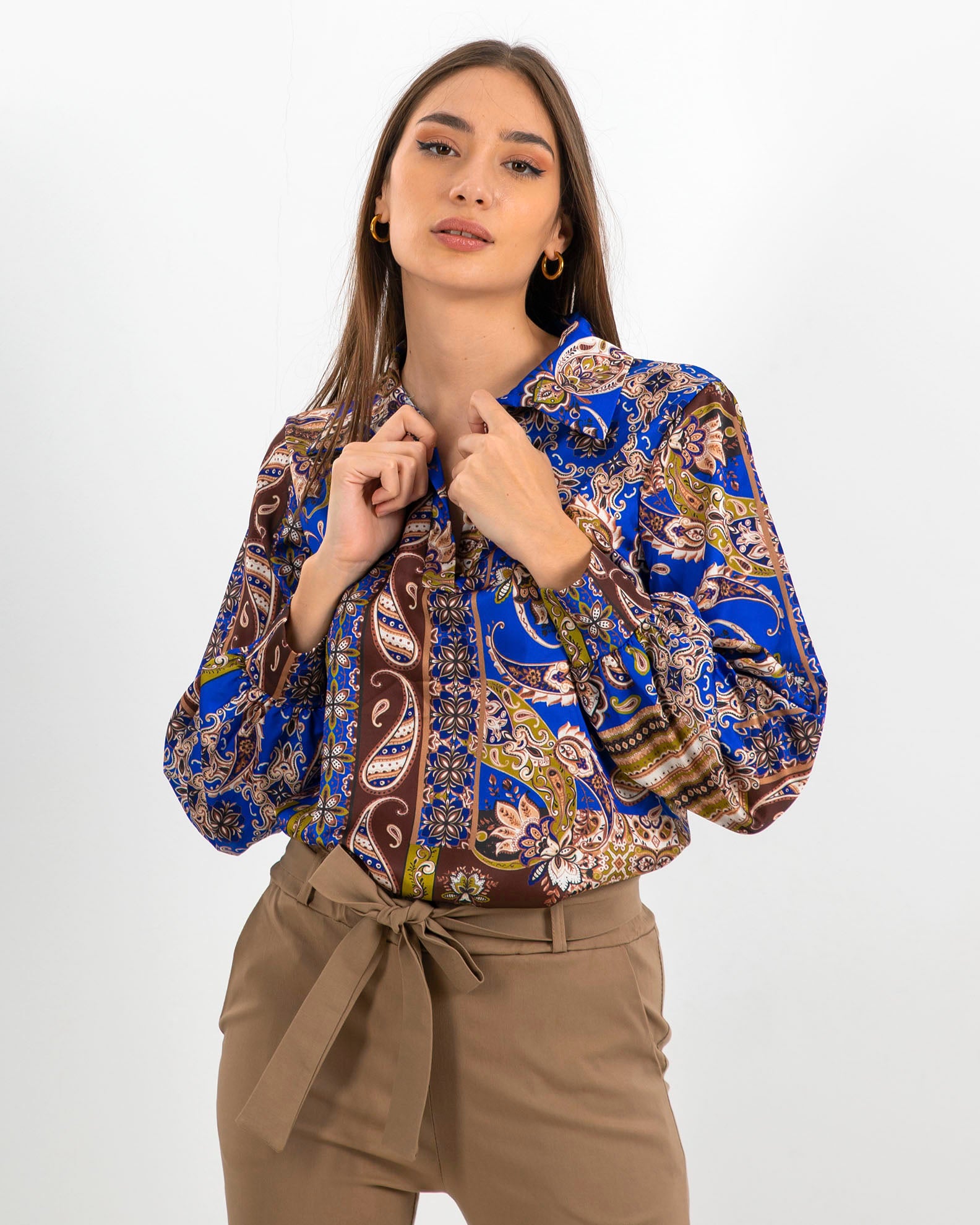 Women's Satin Shirt 'Charlena' Print-royal div