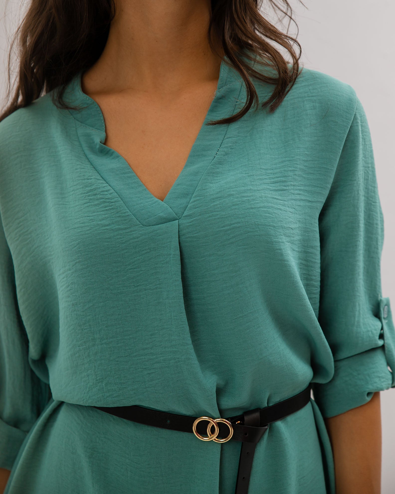 Women's Blouse - Belted Shirt 'Ni44la'-Teal