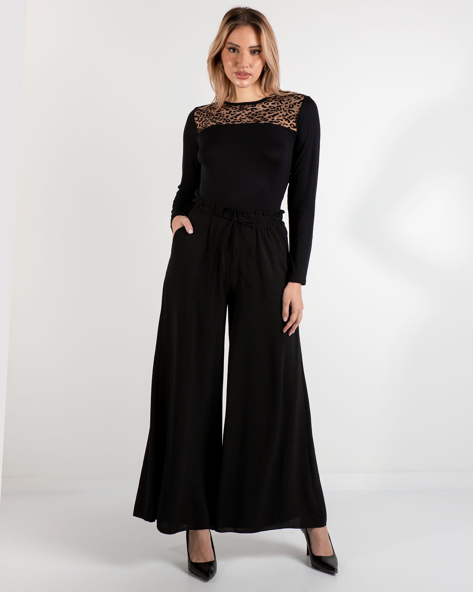 Women's 'Wi44lly' elastic loose trousers-black