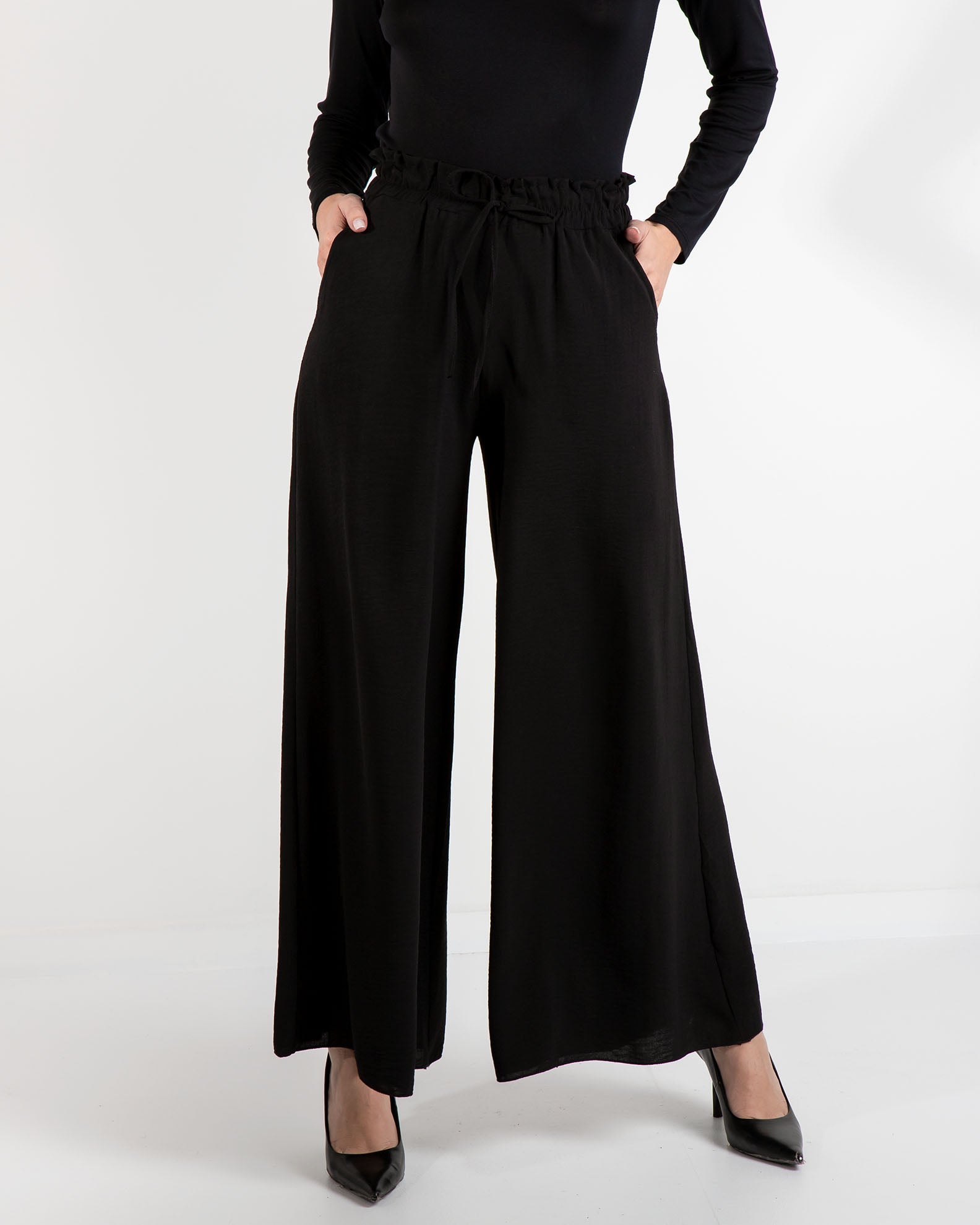 Women's 'Wi44lly' elastic loose trousers-black