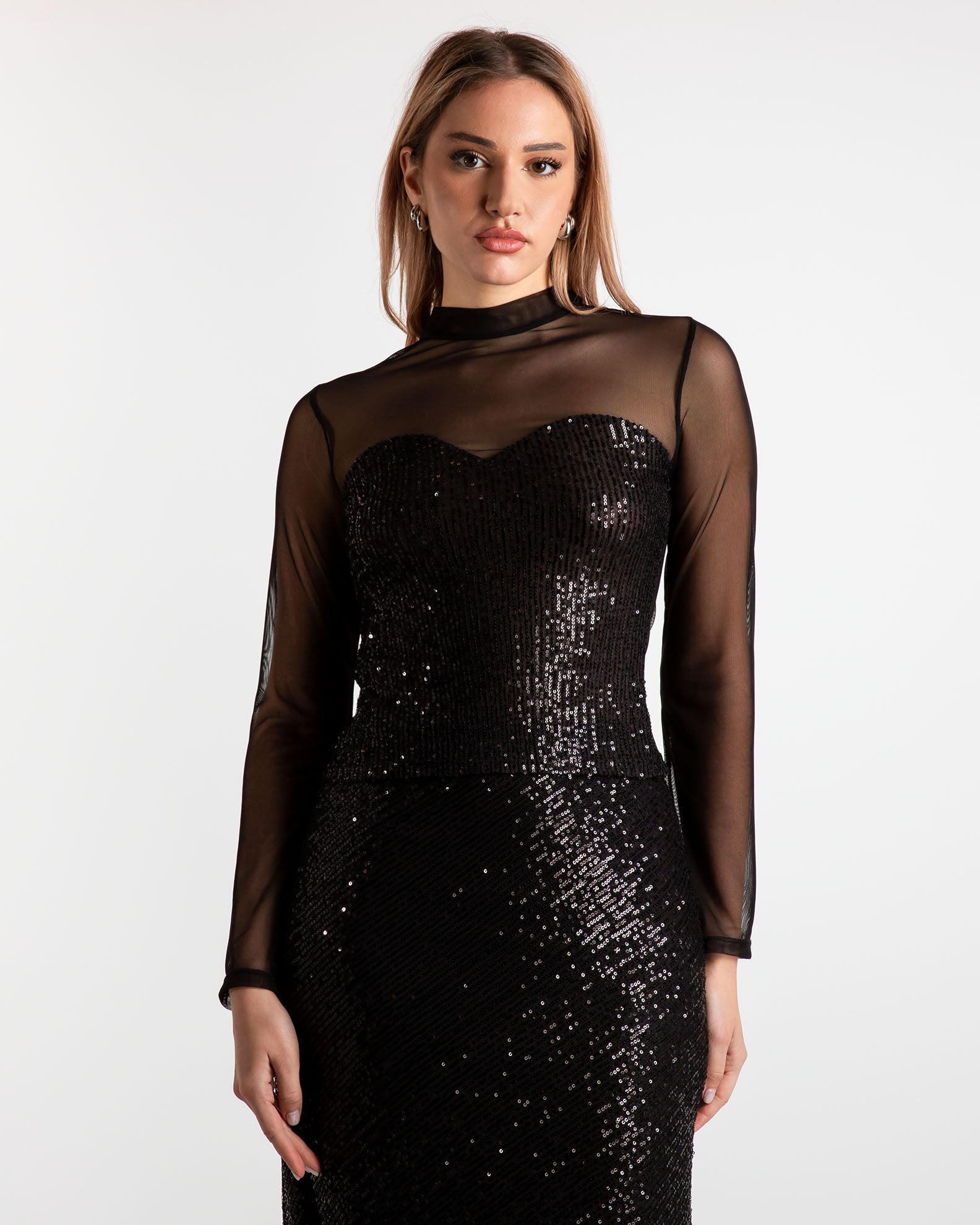 Women's top with sequins 'Na44nja'-black