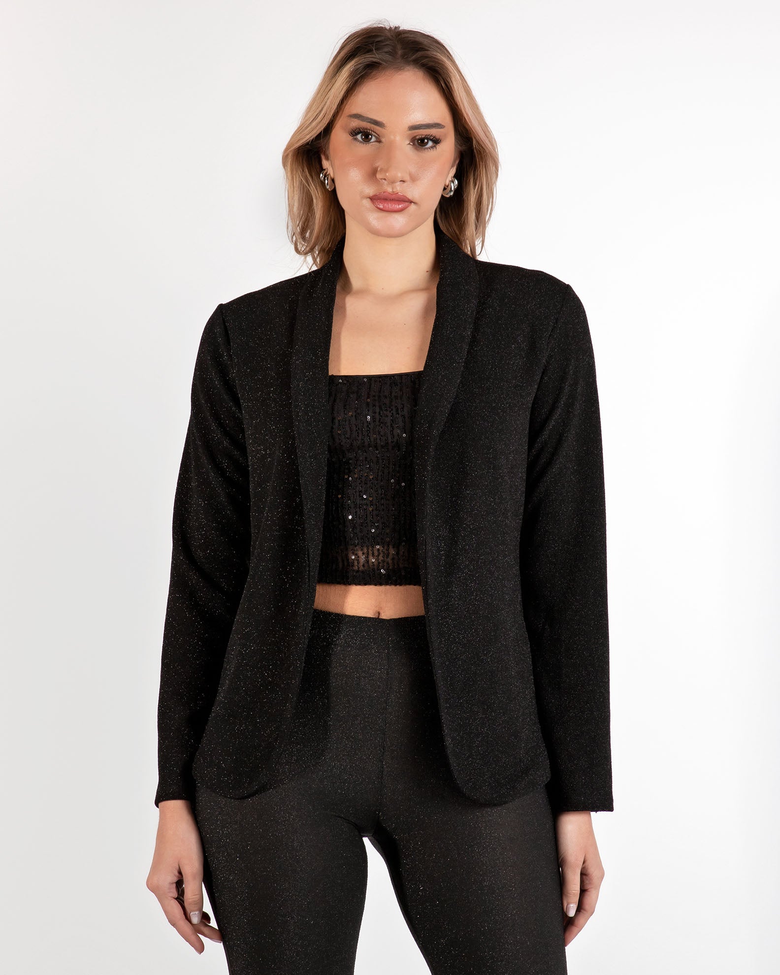 Women's jacket with rhinestones 'As44ya'-black glitter