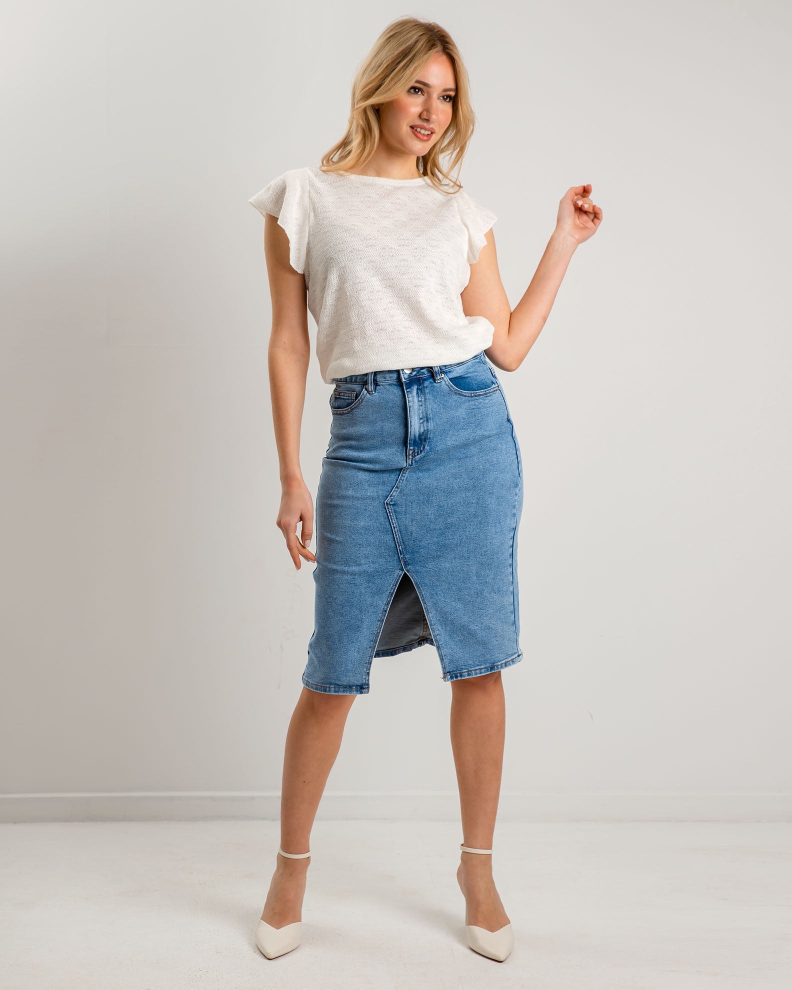 Women's Blue Denim Skirt 'So44ri'-lblue