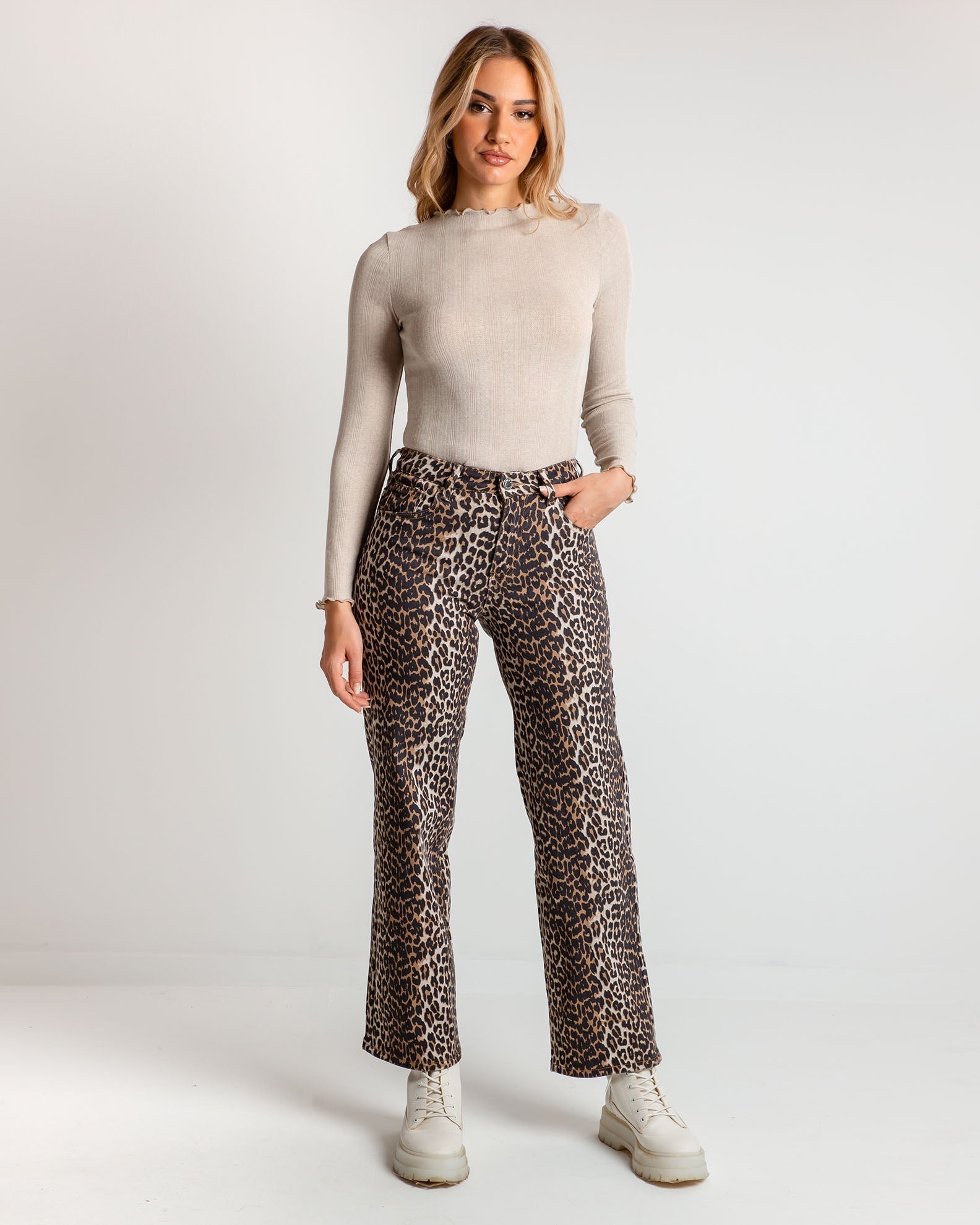 Women's denim pants 'Pa44lena' leopard-leo