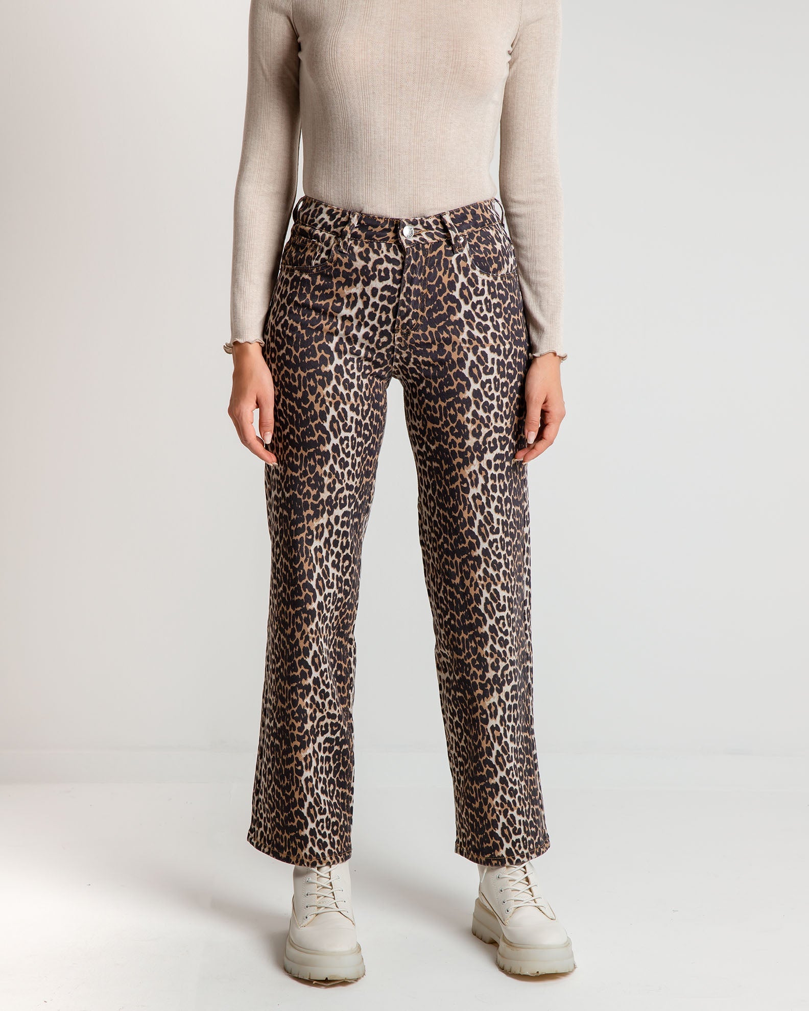 Women's denim pants 'Pa44lena' leopard-leo