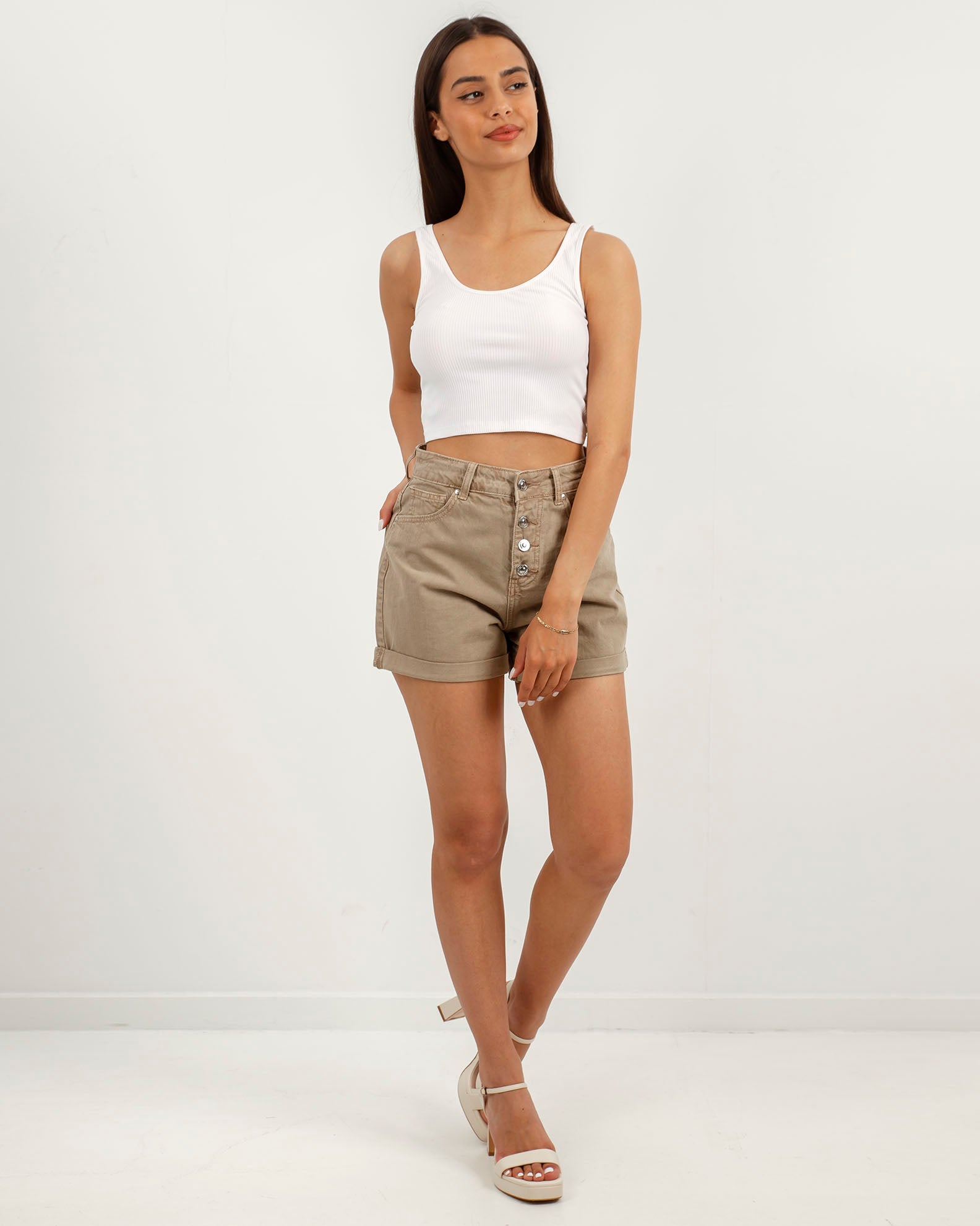 Women's 'Lucy' denim shorts-taupe