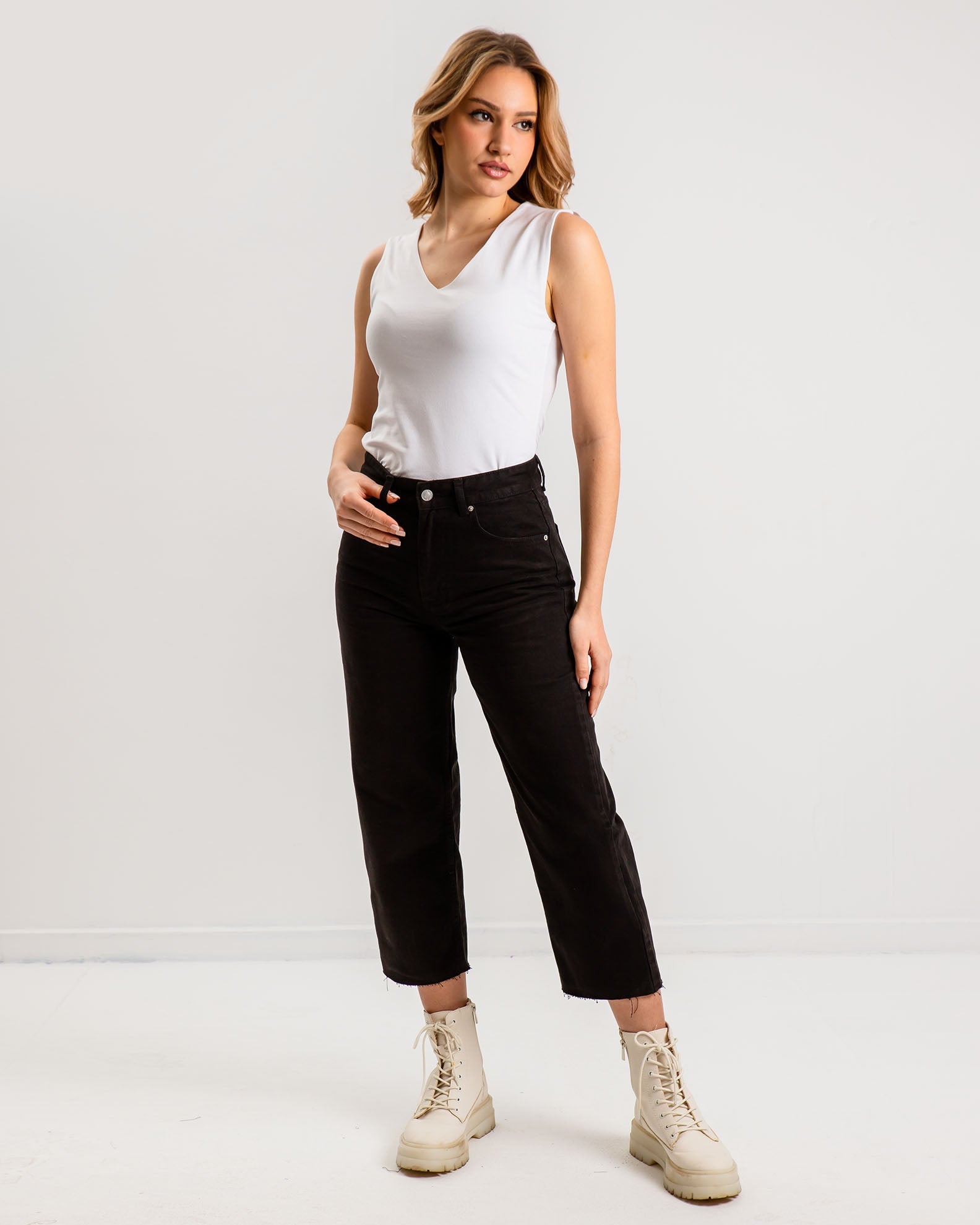 Women's High Waist Denim Pants 'Mira'-black