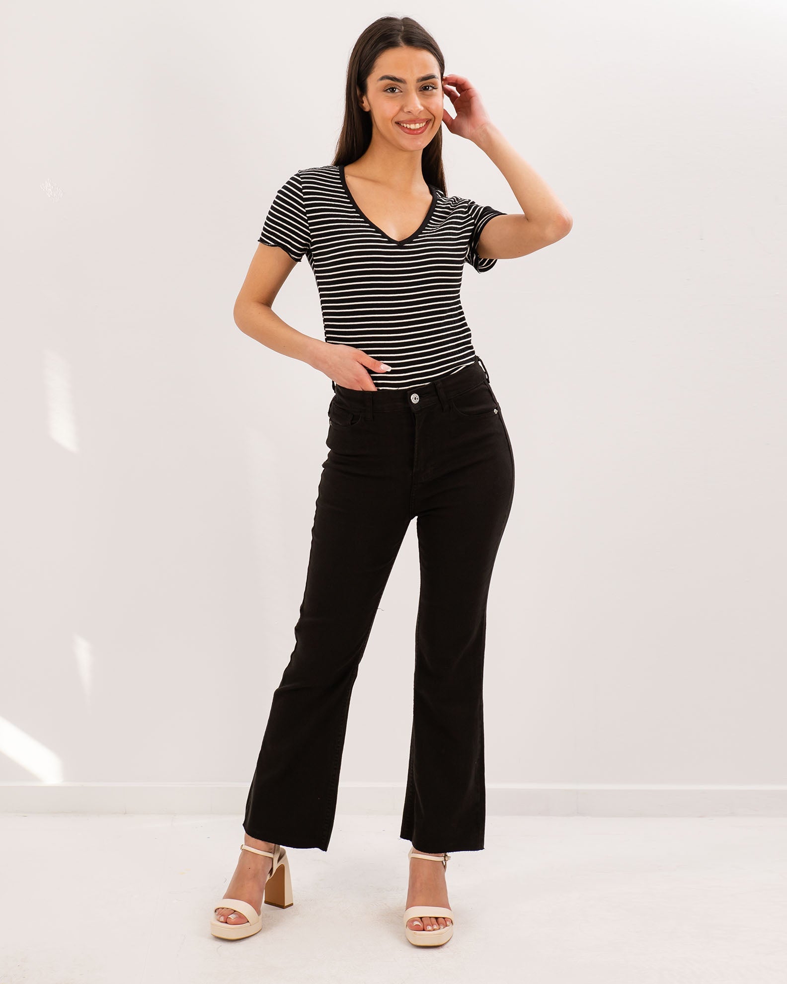 Women's High Waist Denim Pants 'Ne44le'-black