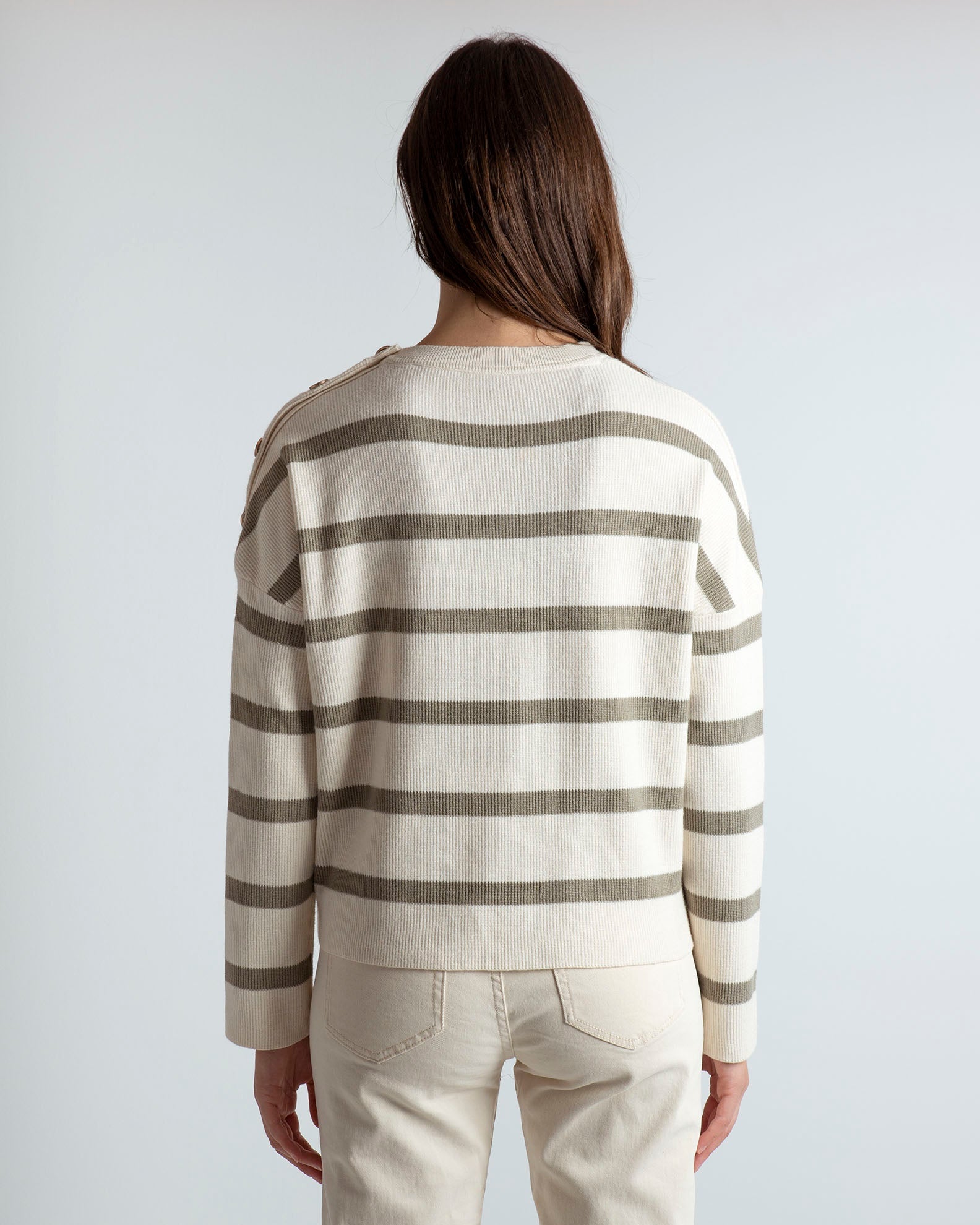 Women's knitted blouse with striped design 'Ma44xi'-beige/khaki stripe