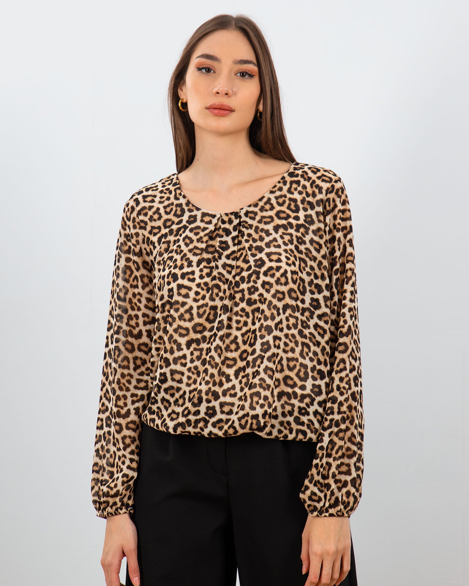 Women's Leopard Blouse 'Rhea'-5769 beige leo