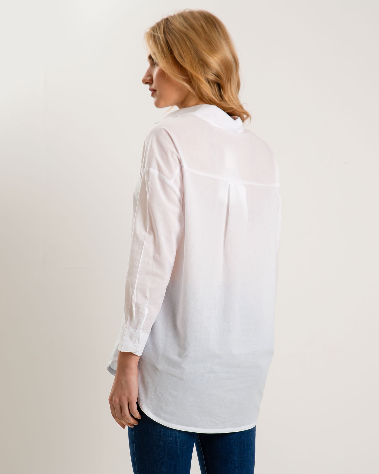 Women's Oversize Long Sleeve Shirt 'El44sa'-white