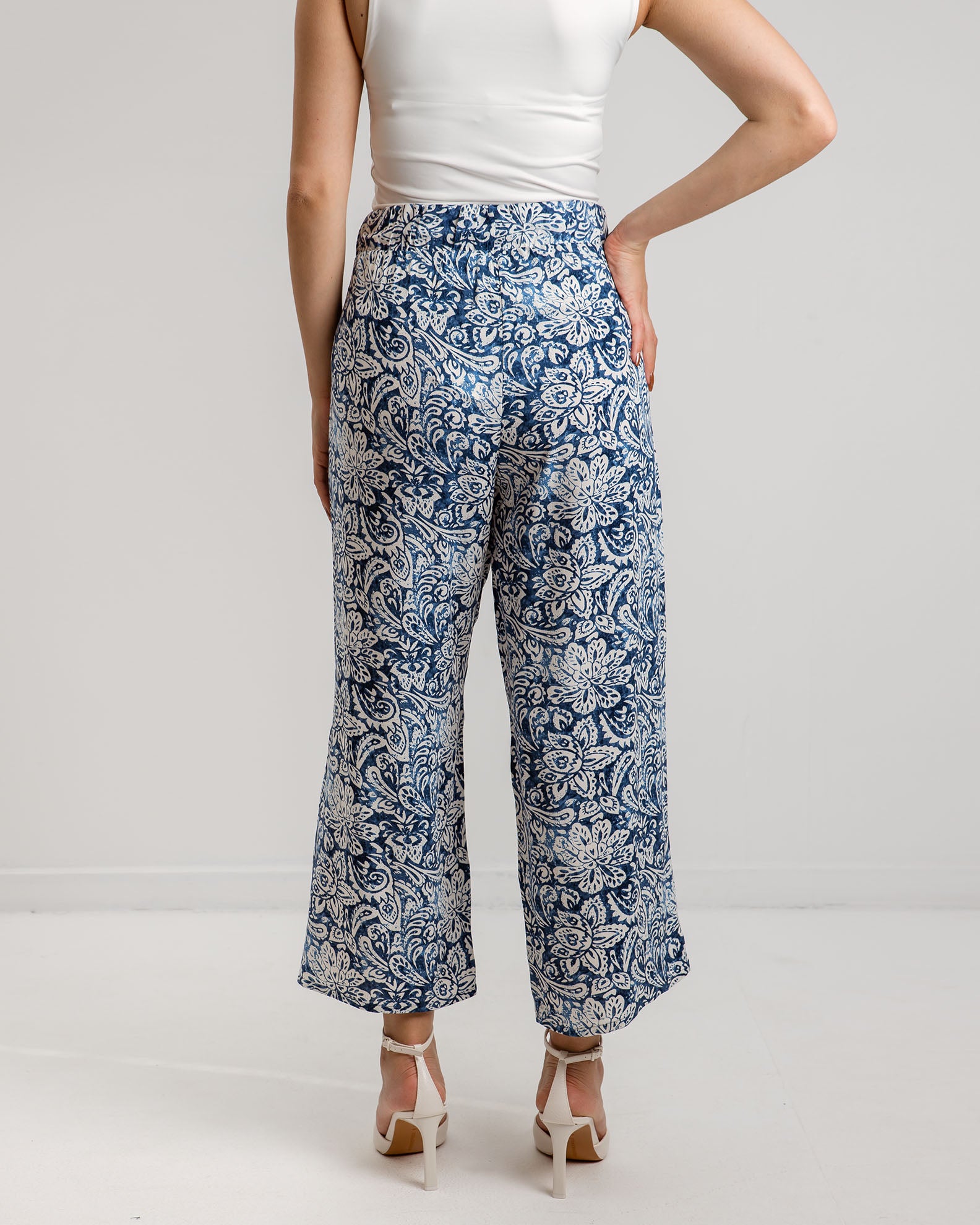 Women's printed 3/4 pants 'Ci44ra' with elasticated waist color blue-blue div