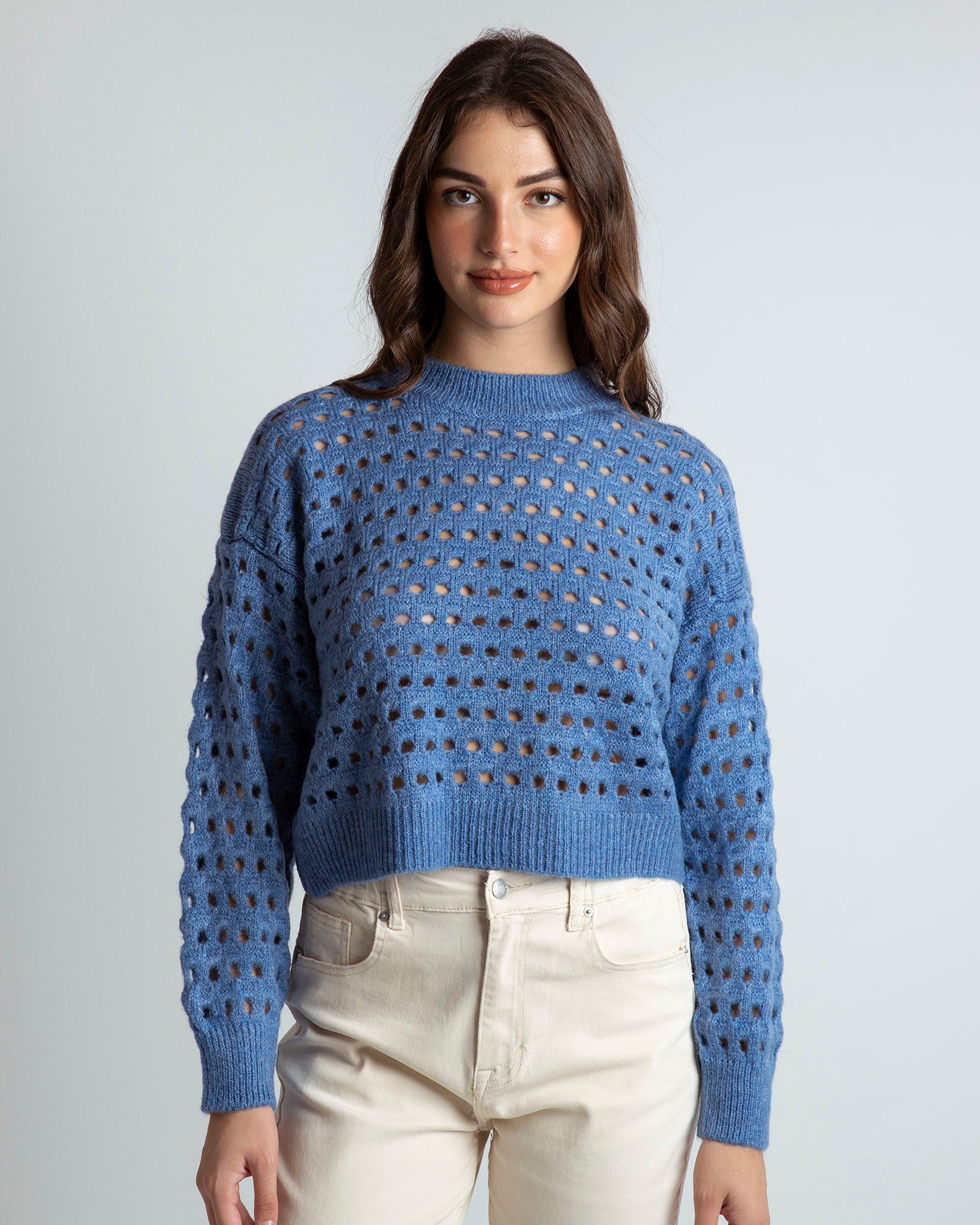 Women's knit with perforated pattern 'El44va'-blue