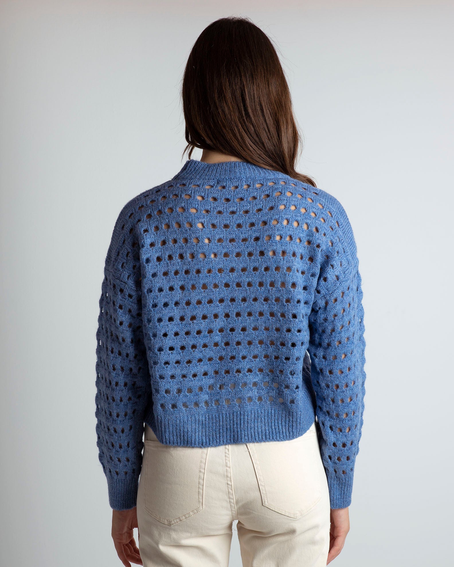 Women's knit with perforated pattern 'El44va'-blue