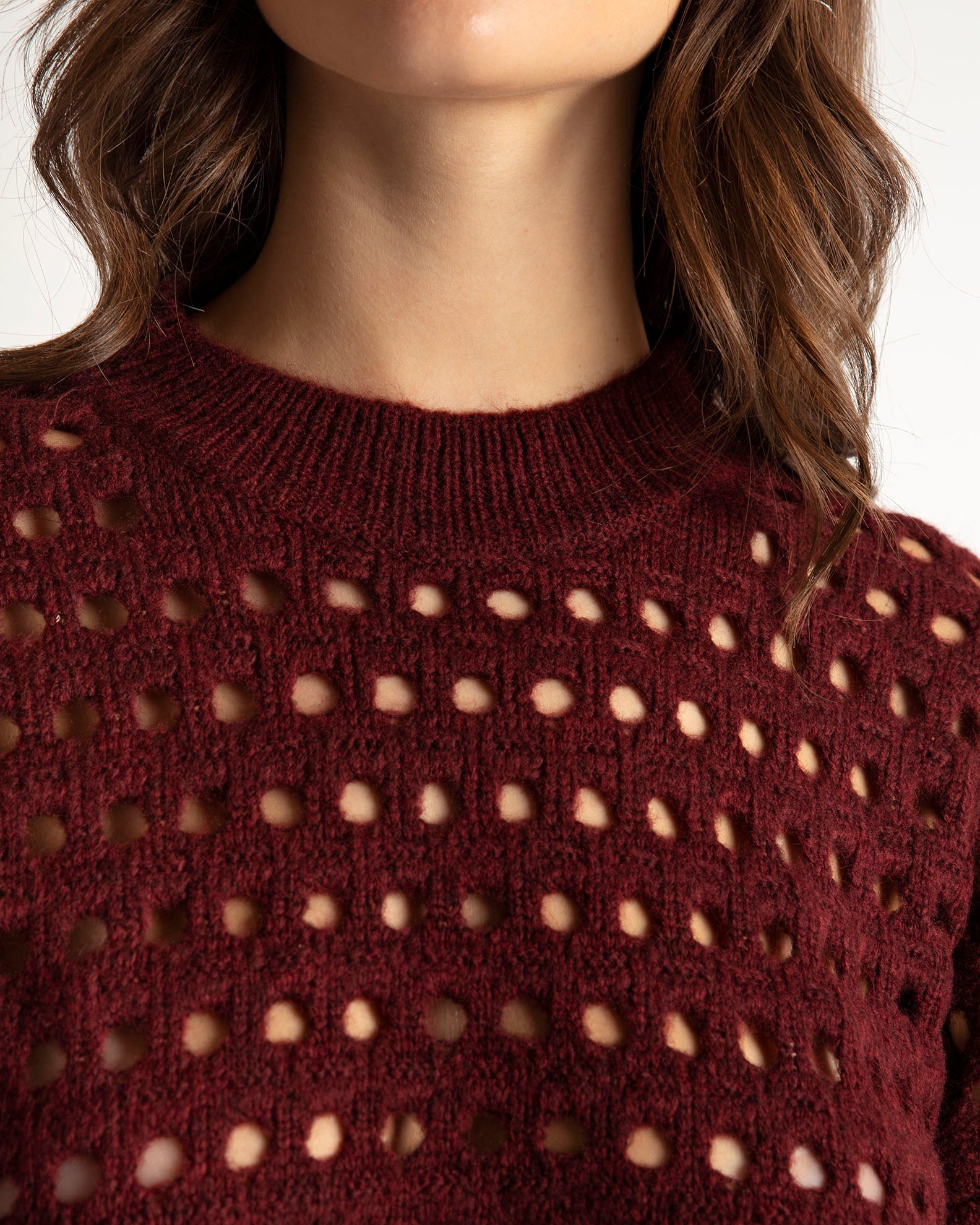 Women's knit with perforated pattern 'El44va'-ruby red