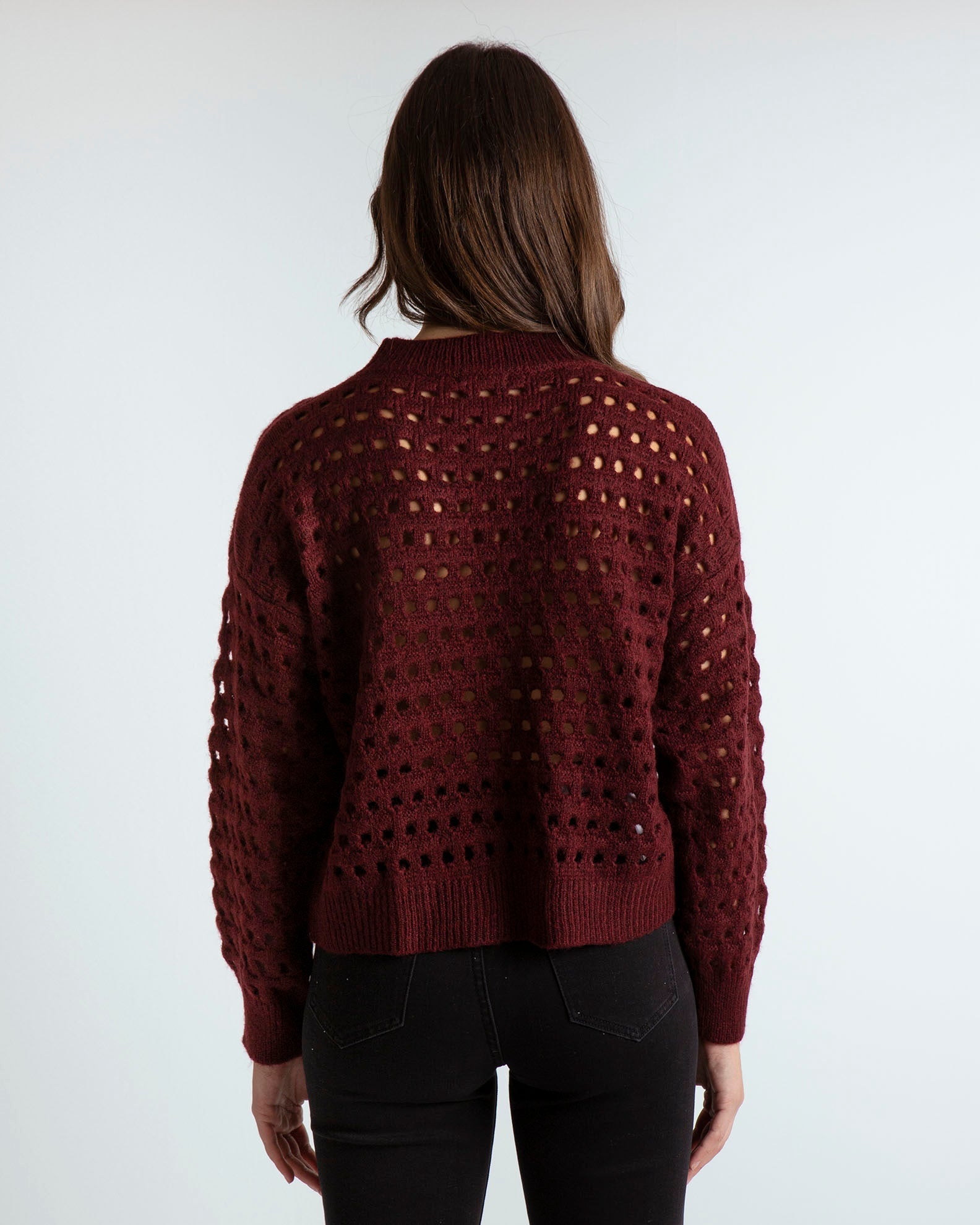 Women's knit with perforated pattern 'El44va'-ruby red