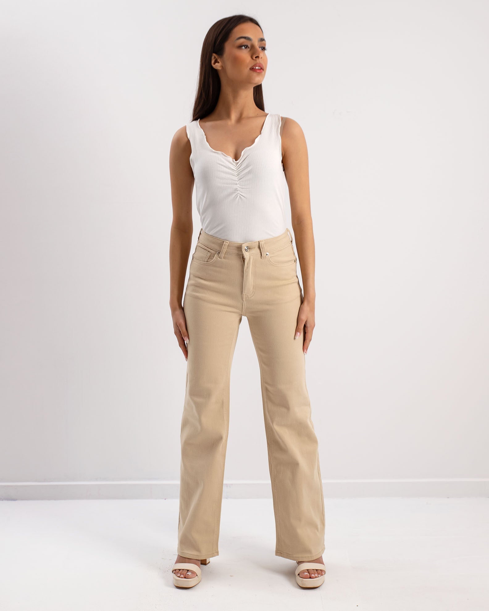 Women's Wide Leg Jeans 'Jean'-beige