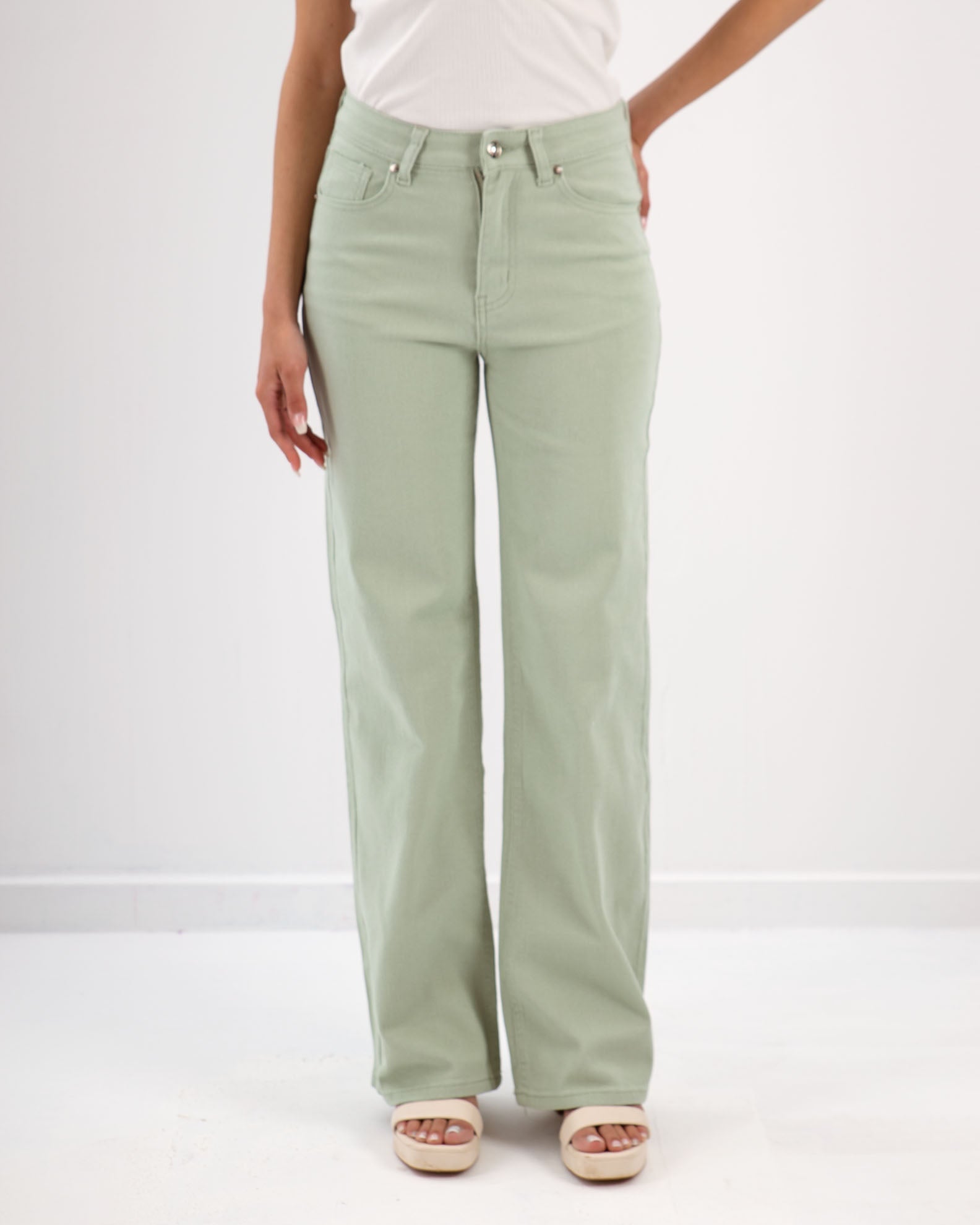 Women's Jeans with Wide Legs 'Jean'-green tea