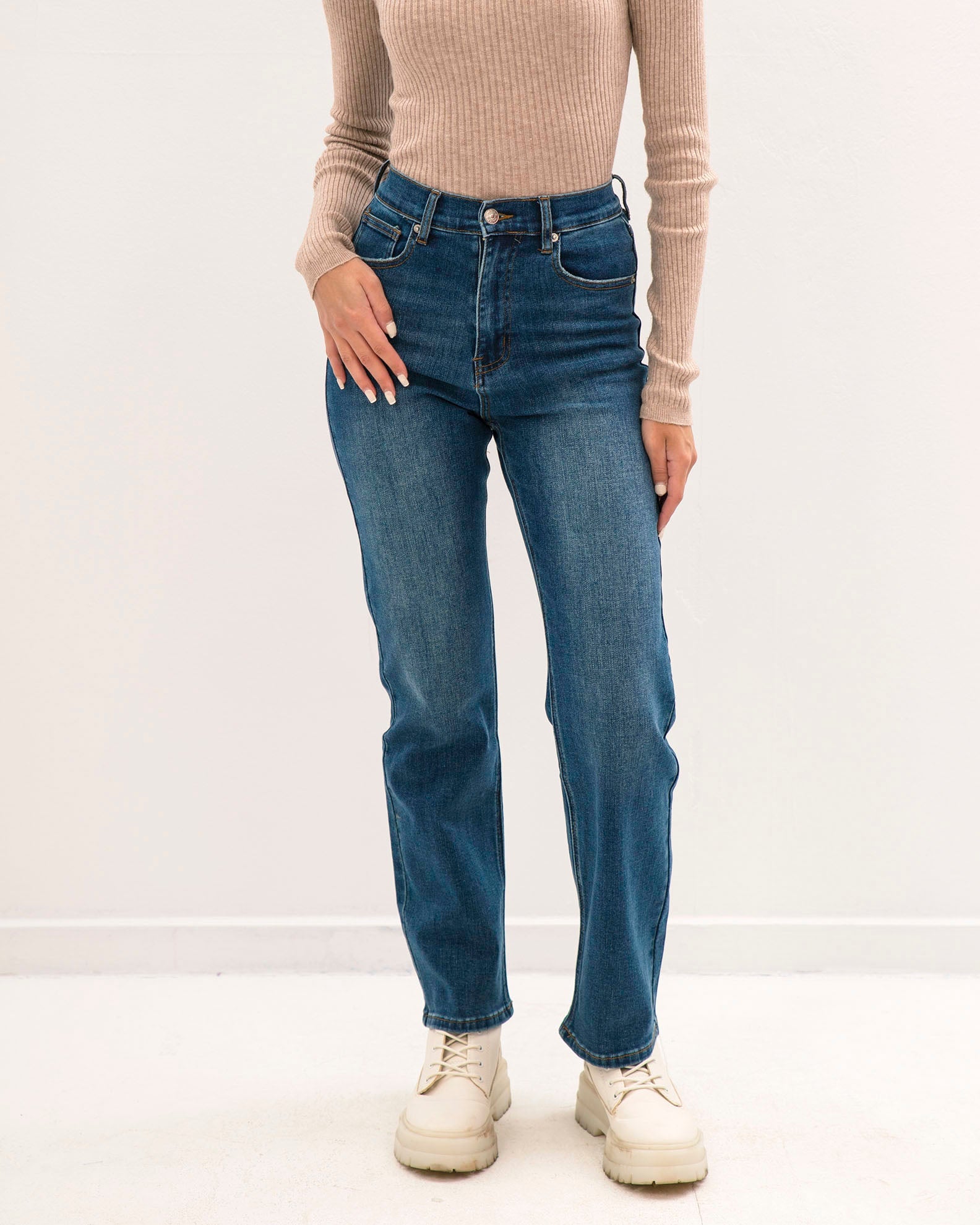 Women's High Waist Denim Pants 'Ta44lea'-dblue