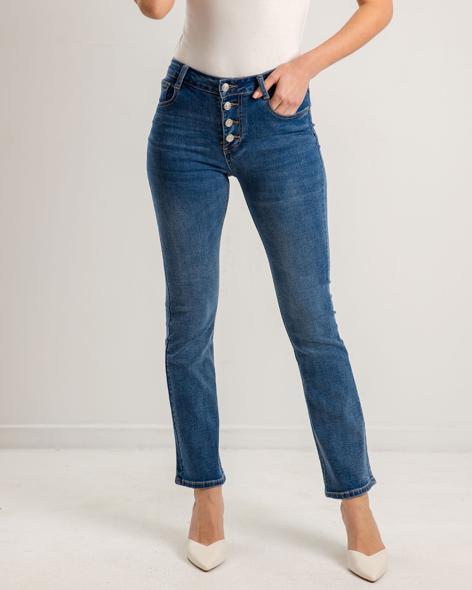 Women's High Waist Denim Pants 'Ca44rina'-blue