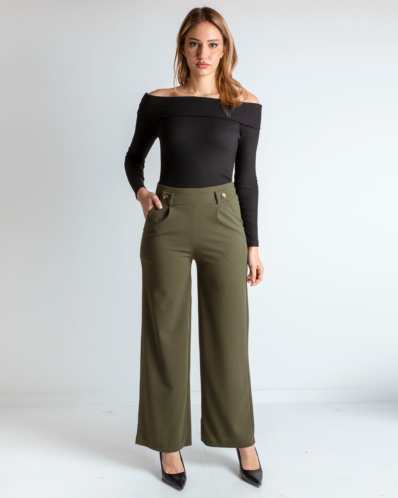 Women's trousers 'Ar44iane' black-KHAKI