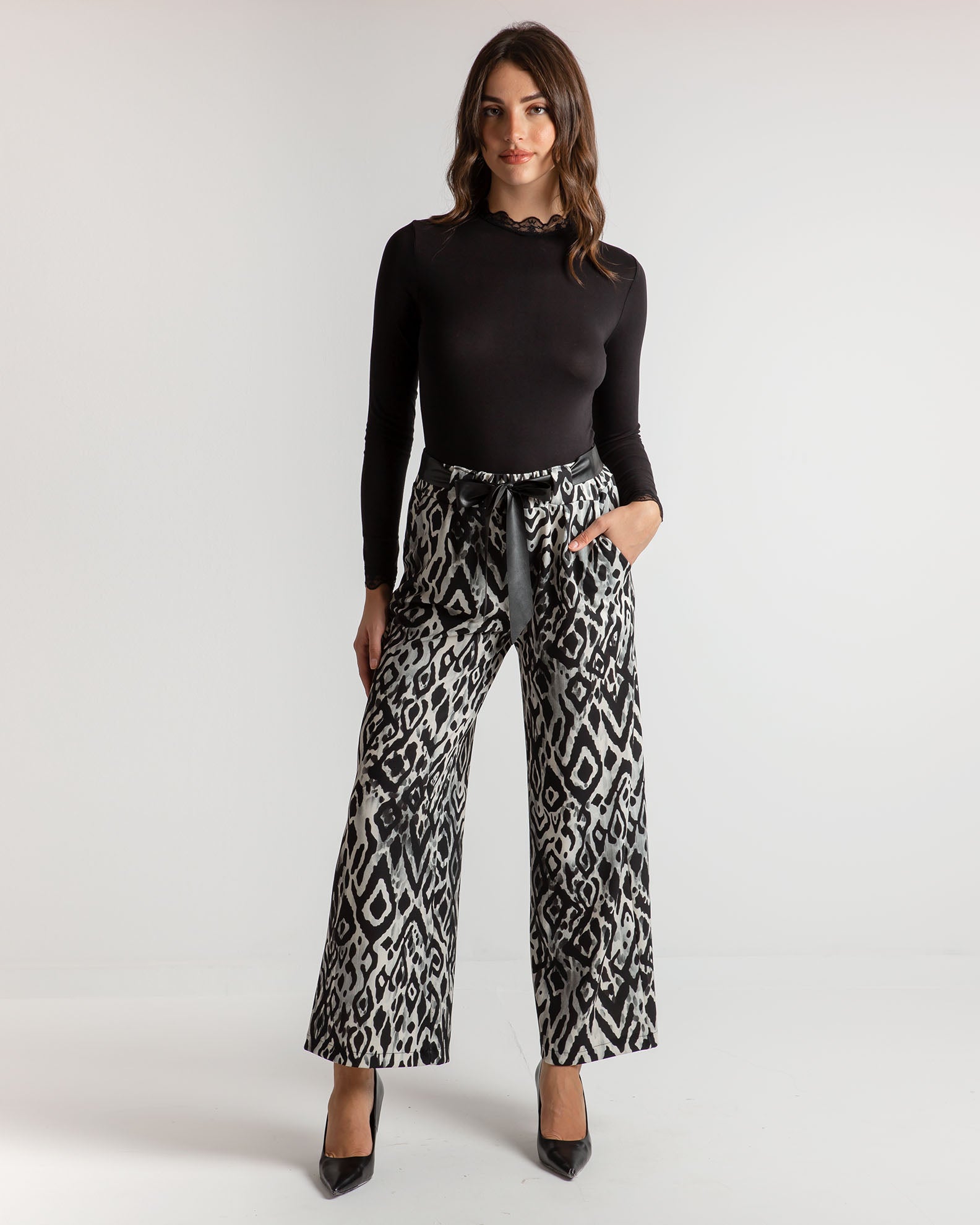 Women's printed pants-grey div