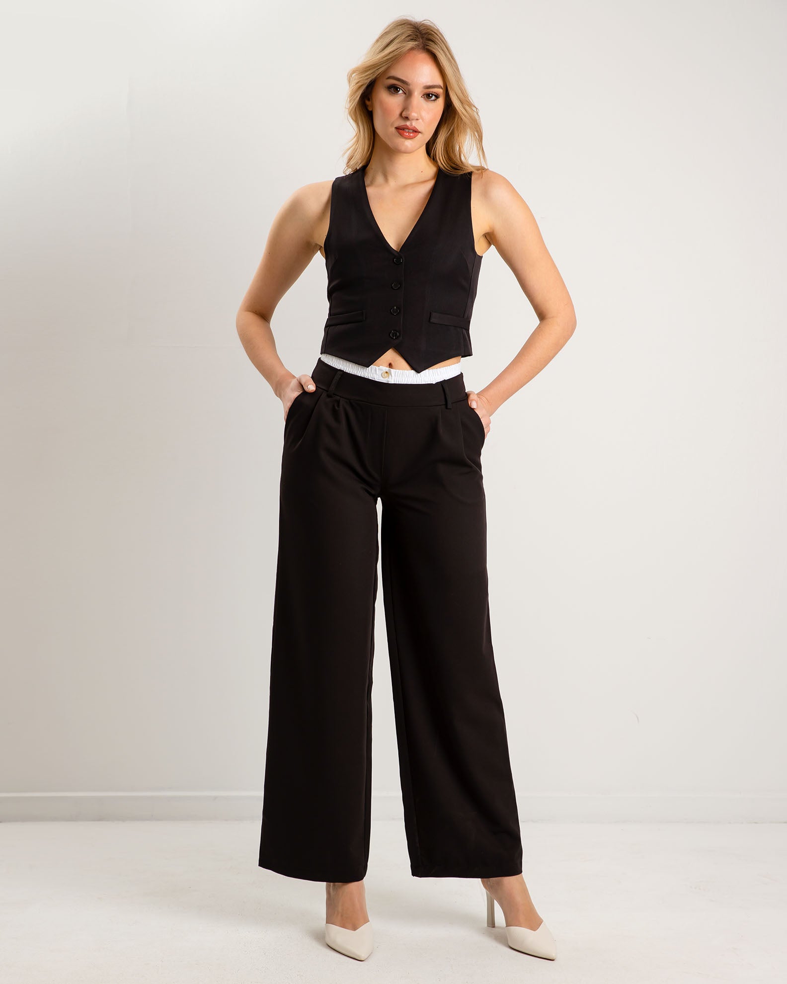 Women's 'Is44alie' wide leg trousers-black