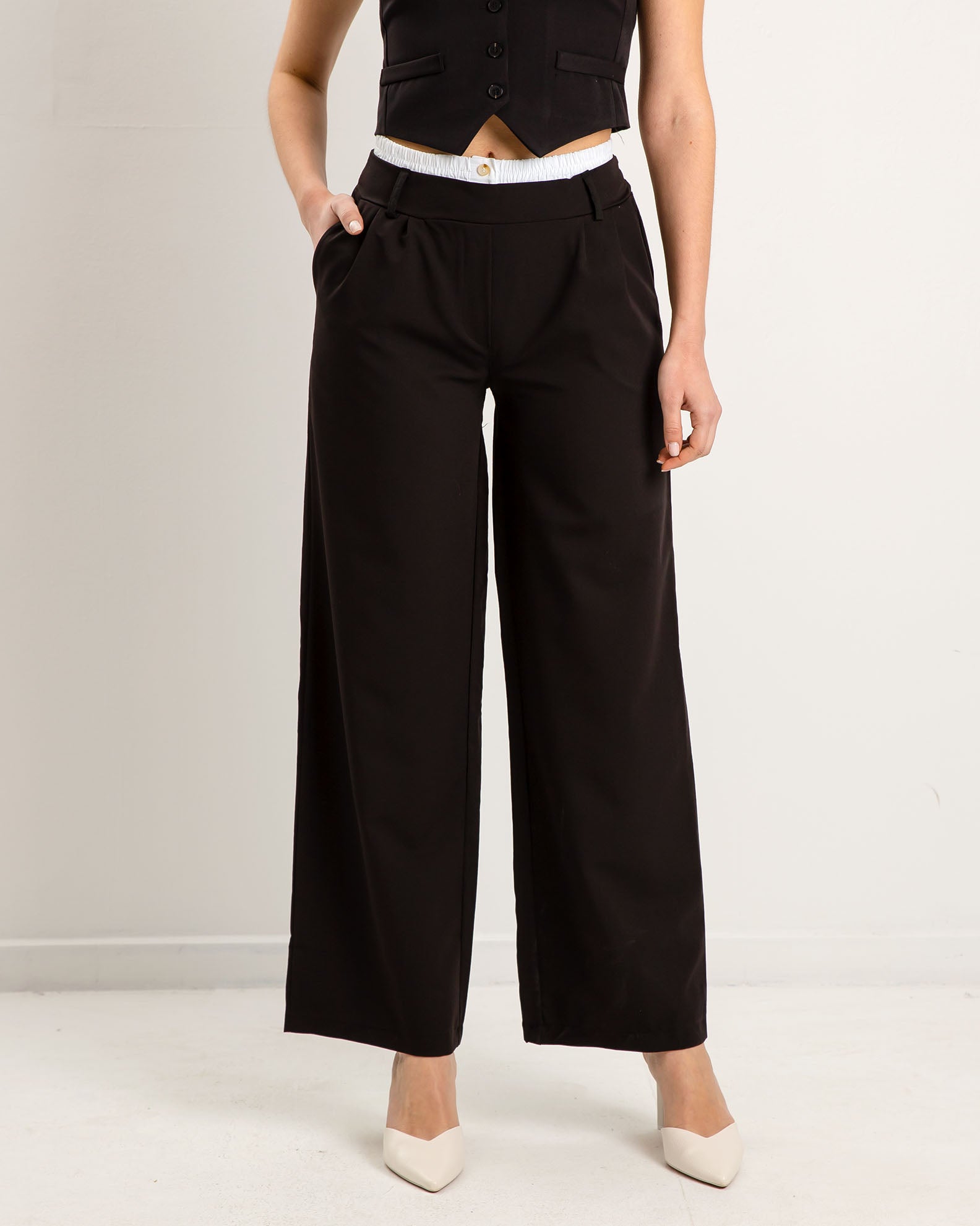 Women's 'Is44alie' wide leg trousers-black