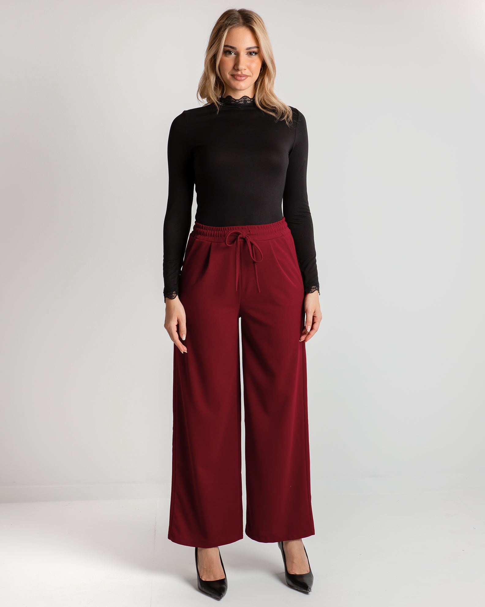 Women's wide leg trousers 'Jo44ya'-ruby red