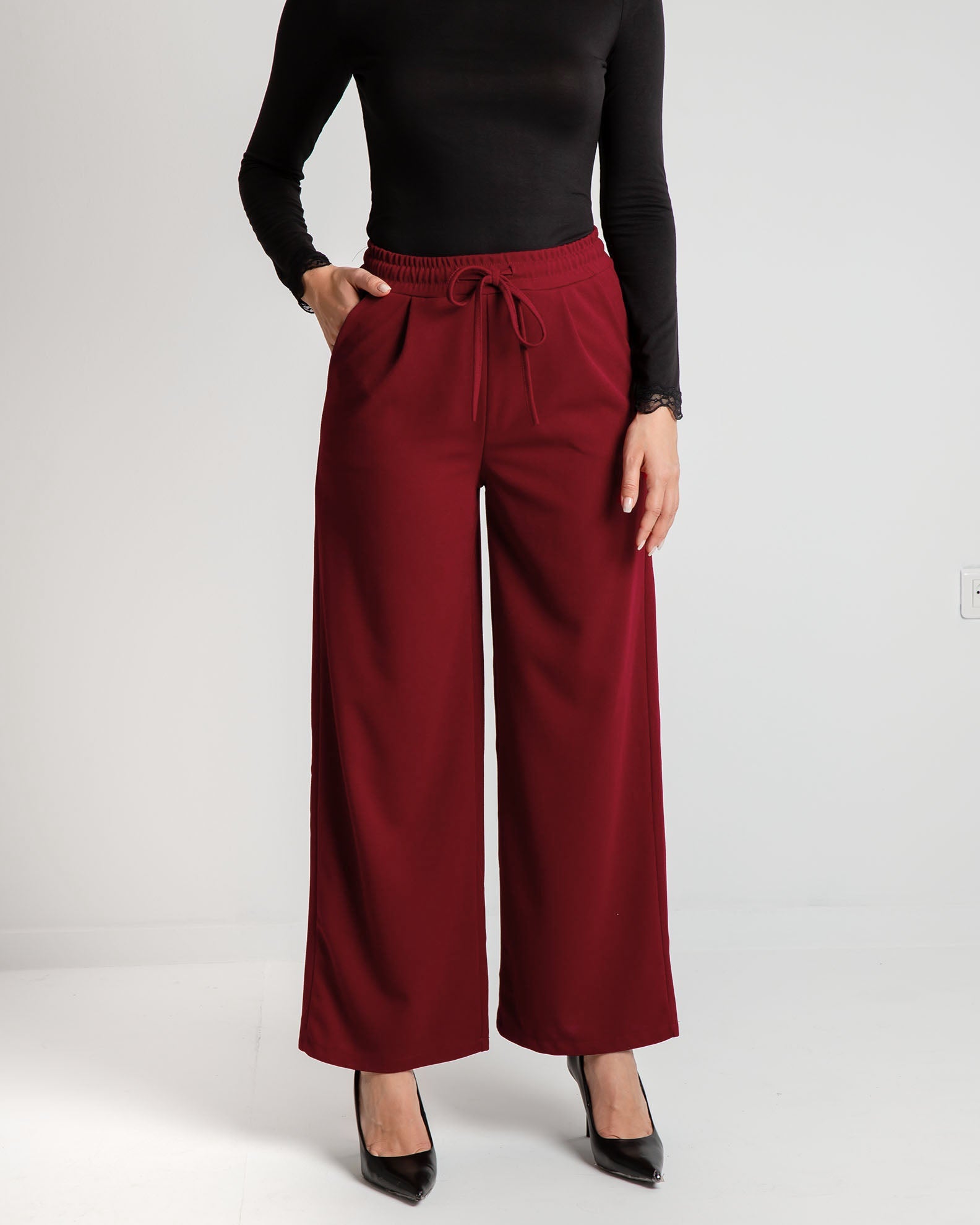 Women's wide leg trousers 'Jo44ya'-ruby red