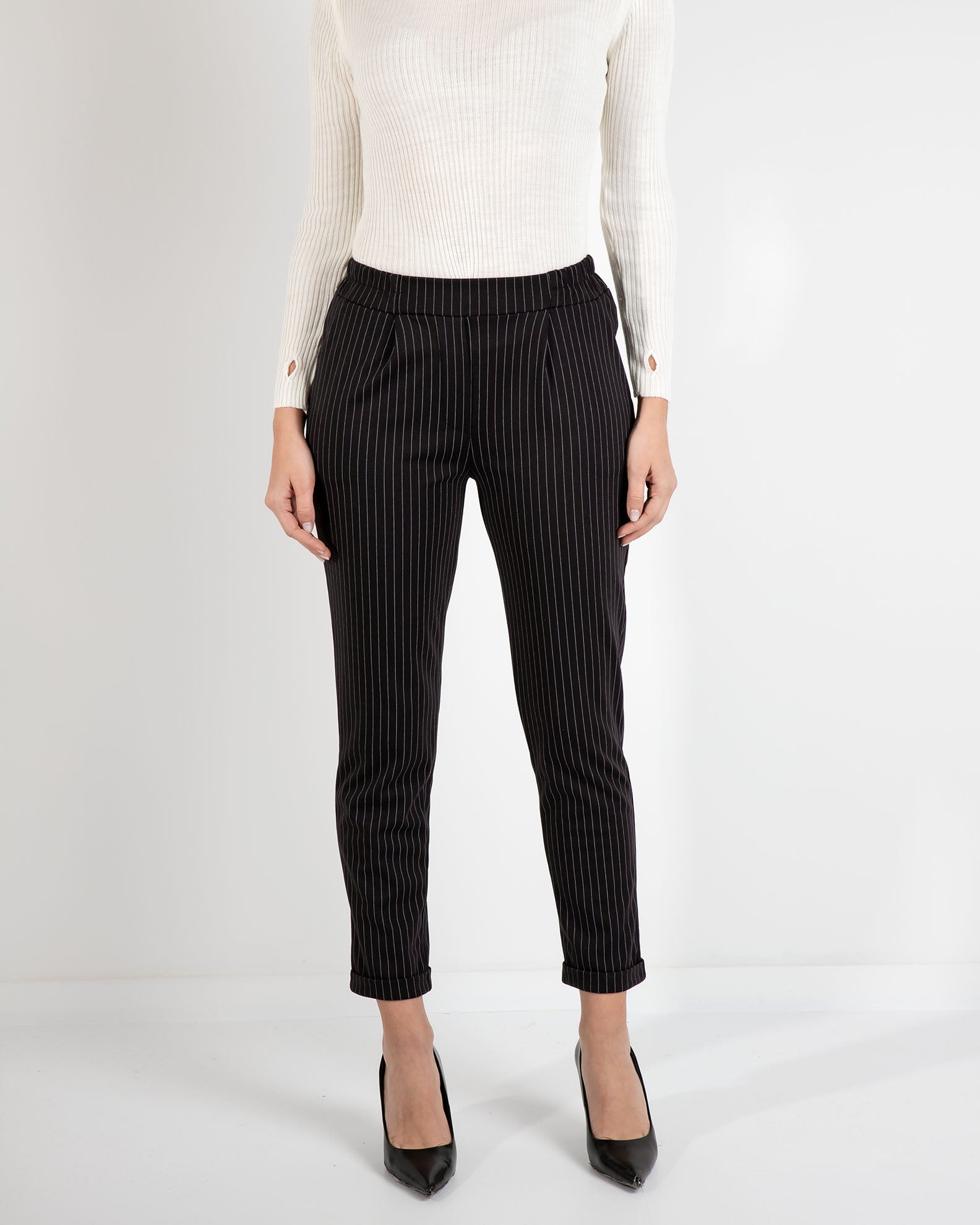 Women's striped pants 'Ma44lissa'-black stripe