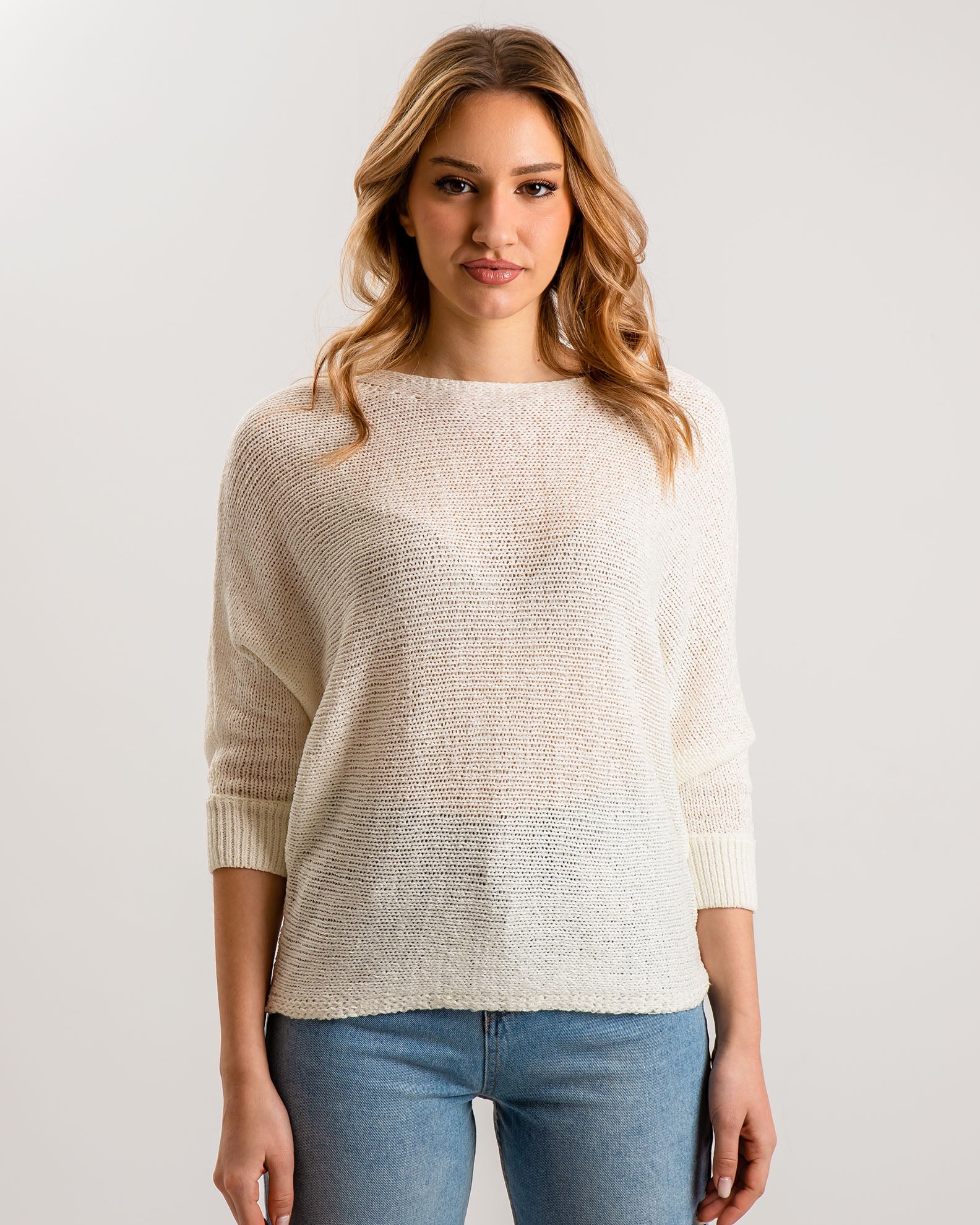 Women's 3/4 Knitted Blouse 'Ke44nny'-offwhite