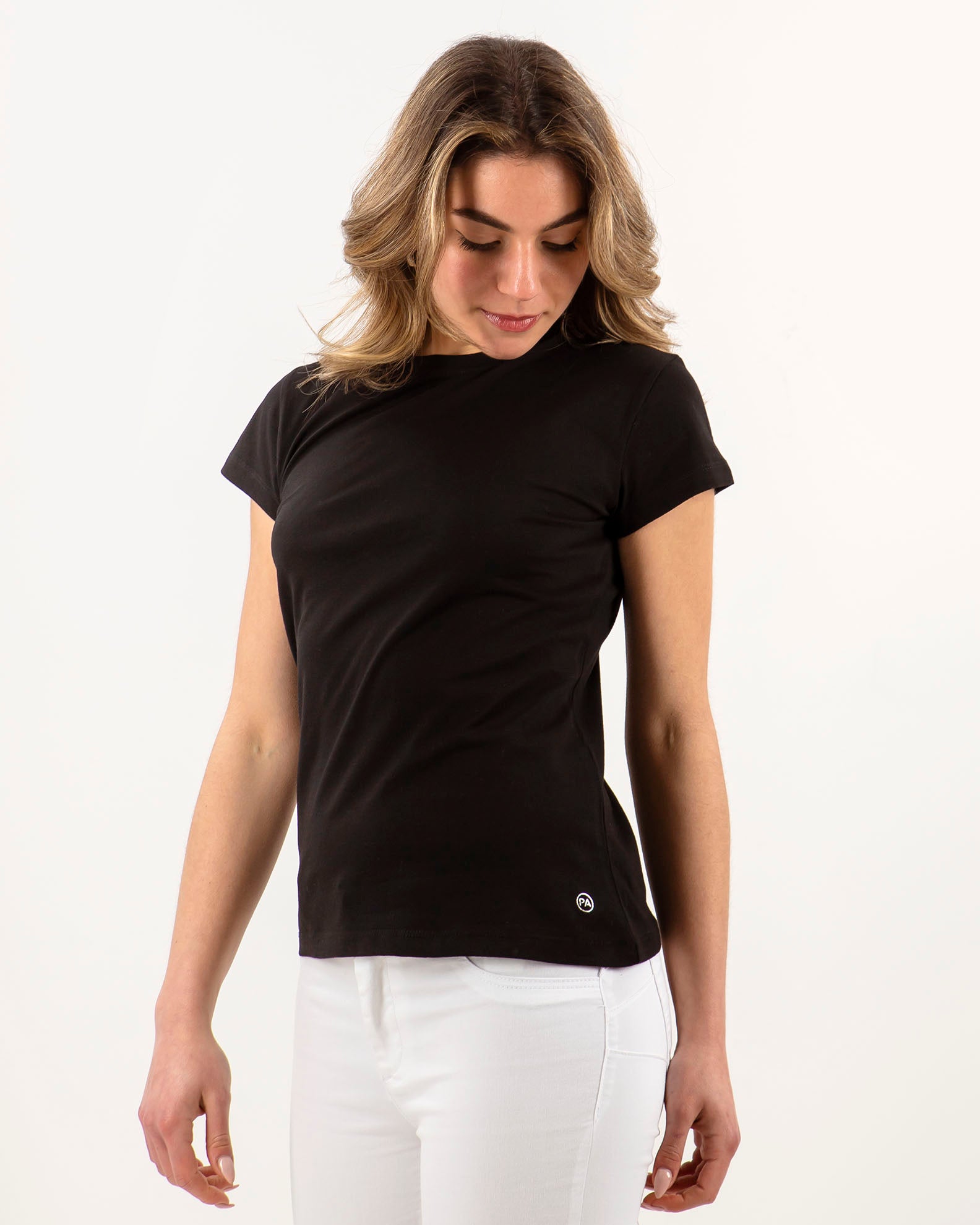 Women's basic short-sleeved blouse 'Alexa'-BLACK